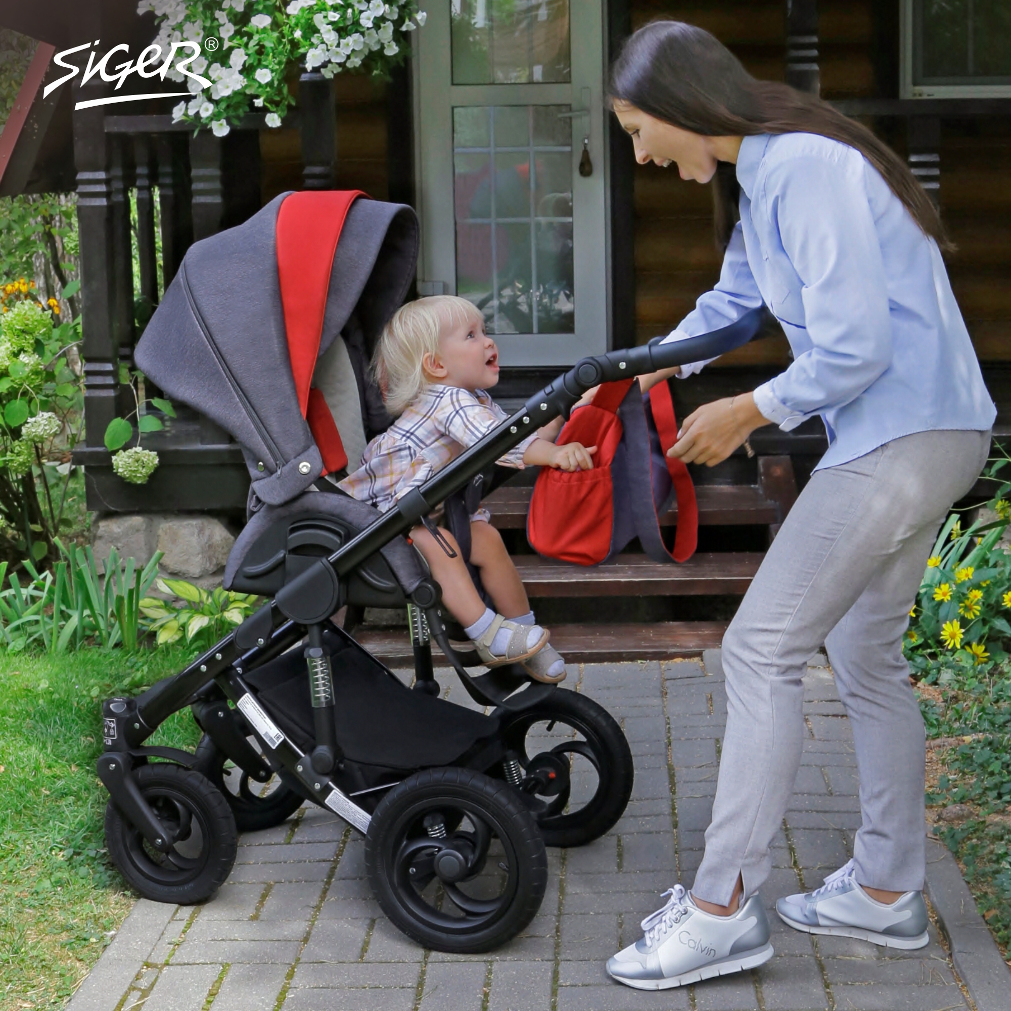 Коляска 2в1 SIGER Alba серый - фото 16