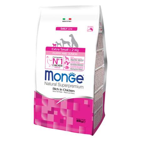 Корм для щенков MONGE Dog Extra Small миниатюрных пород с курицей 800г