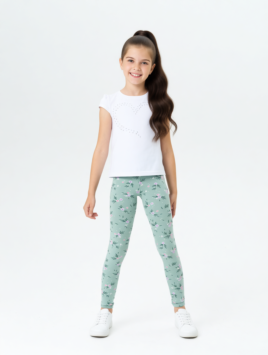 Леггинсы Персона Junior Сказочные цветы мята лосины - фото 1