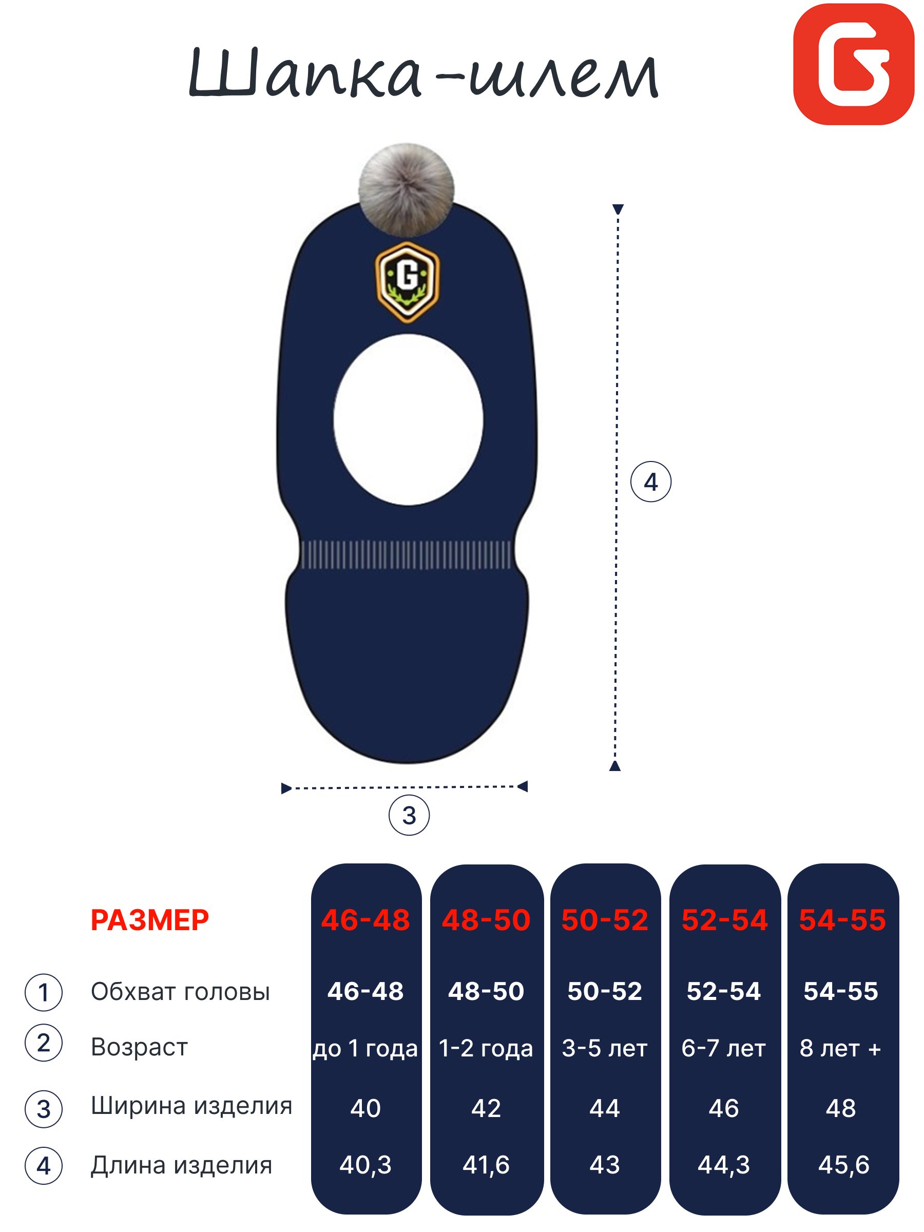 Шапка-шлем GUSTI GW24AC1177B-NAVY - фото 5