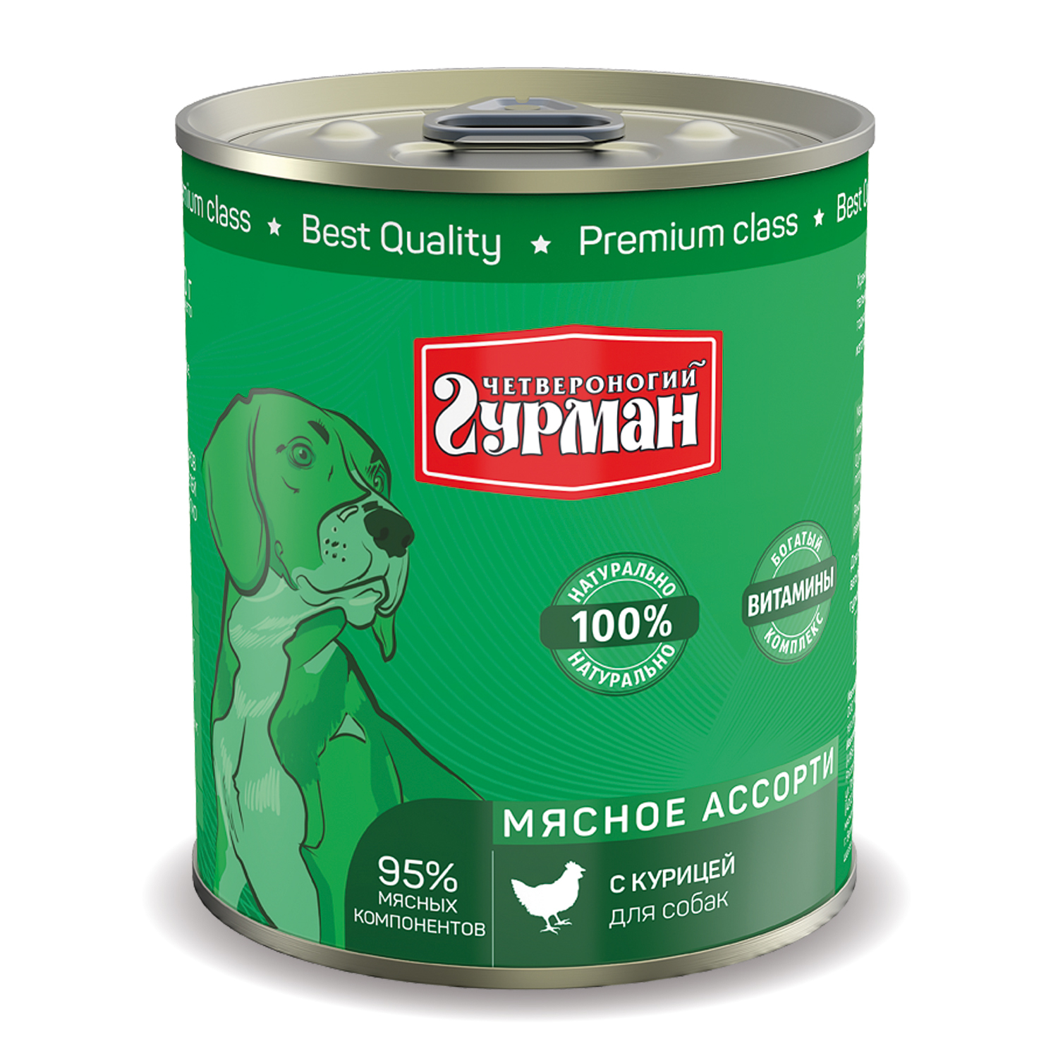 Корм для собак Четвероногий Гурман 340г мясное ассорти с курицей - фото 1