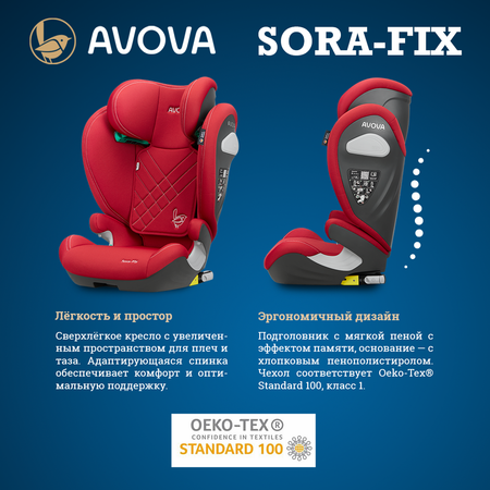Автокресло Avova Sora-Fix Isofix 2/3 (15-36 кг) красный