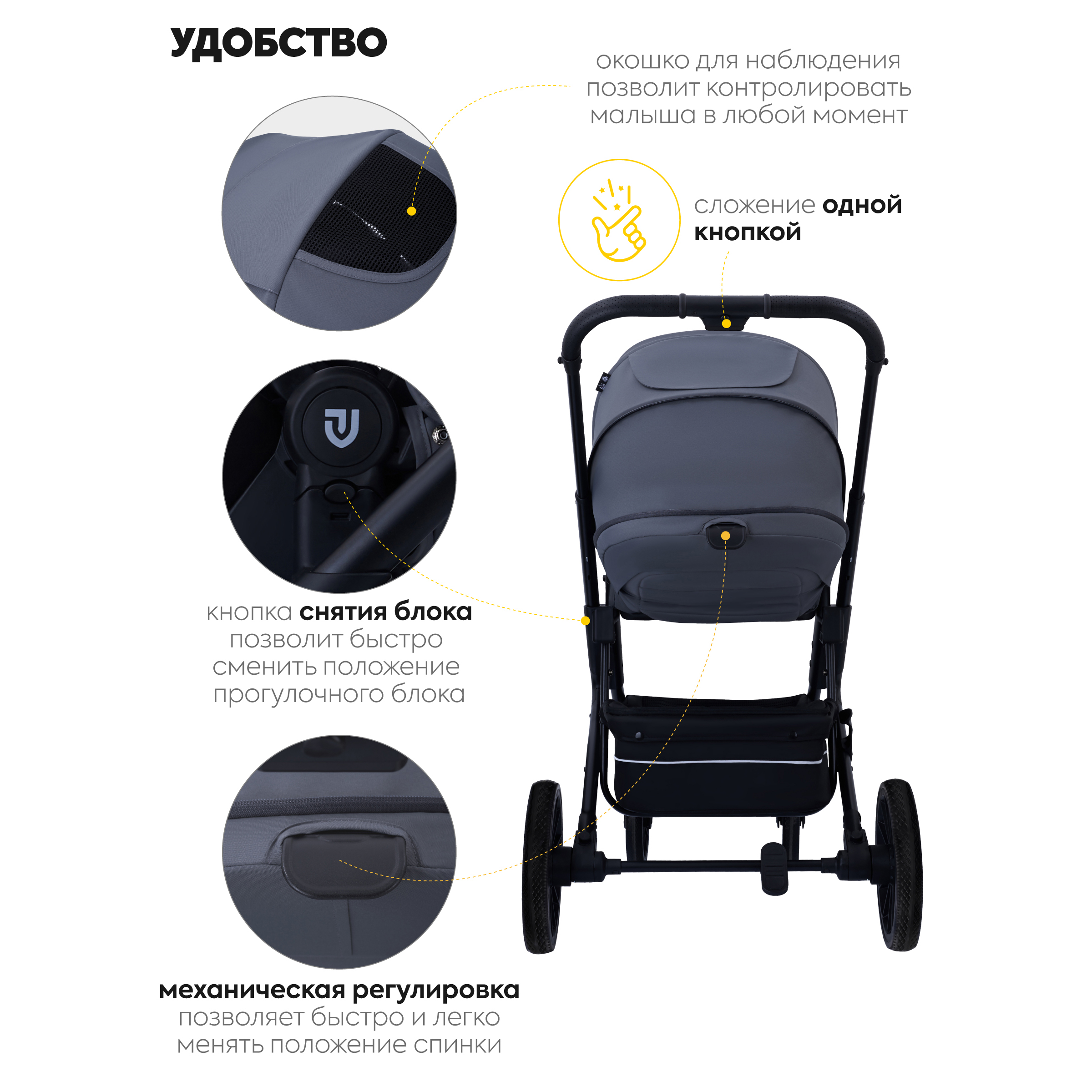 Коляска прогулочная JOVOLA Solty графит - фото 9