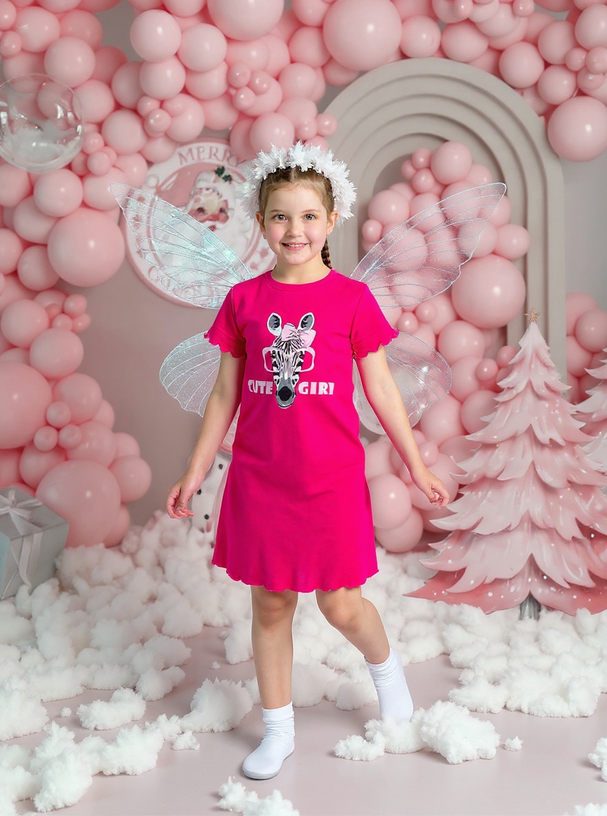 Сорочка ночная KiMMi co К-1408818 т.малина зебра - фото 2