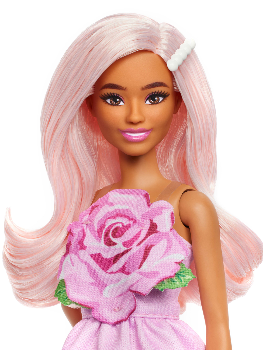 Кукла модельная Barbie Fashionistas Игра с модой в розовом платье высота 28 см HYT94 - фото 6