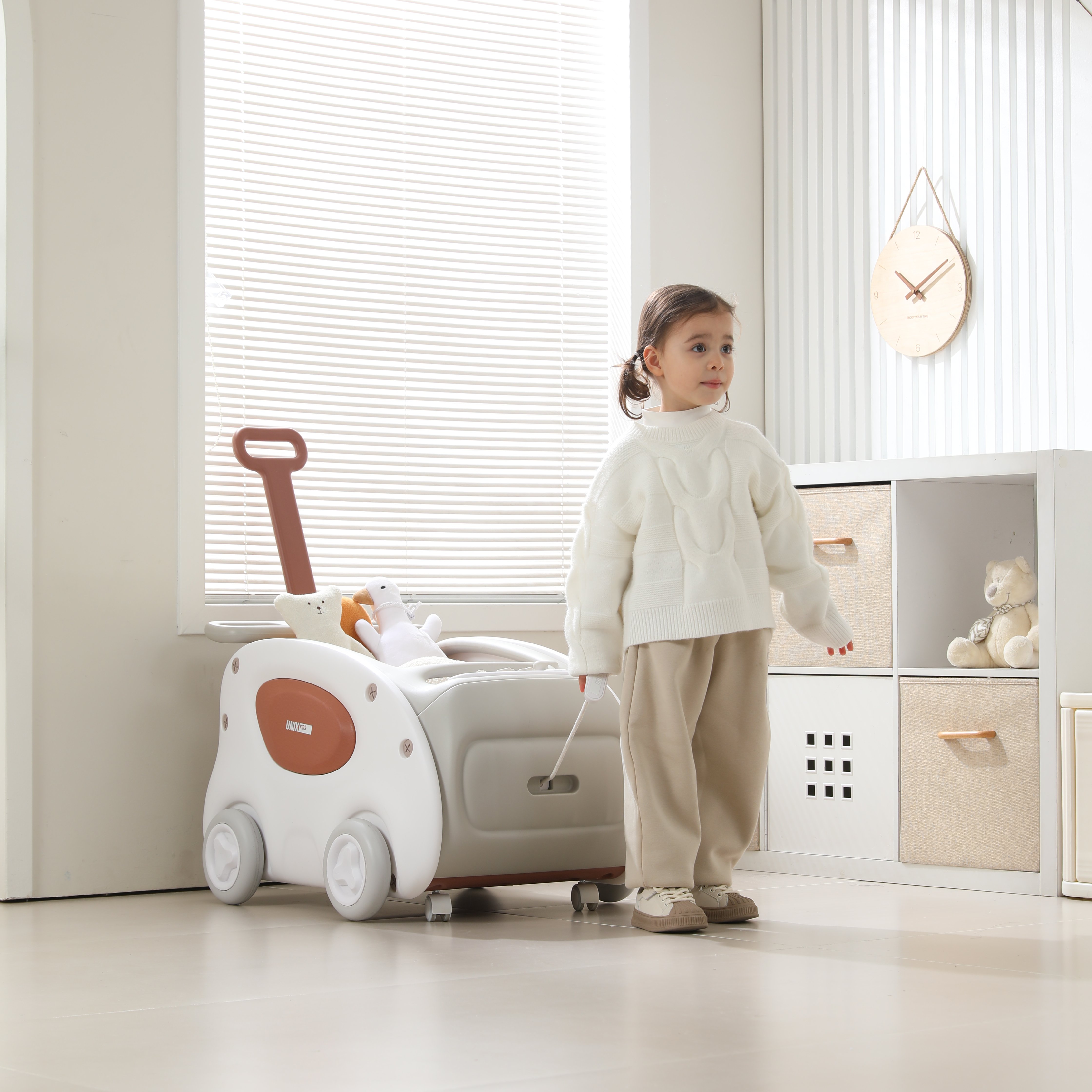 Каталка UNIX Kids SuperCar Grey серый на веревочке, с ручкой - фото 13