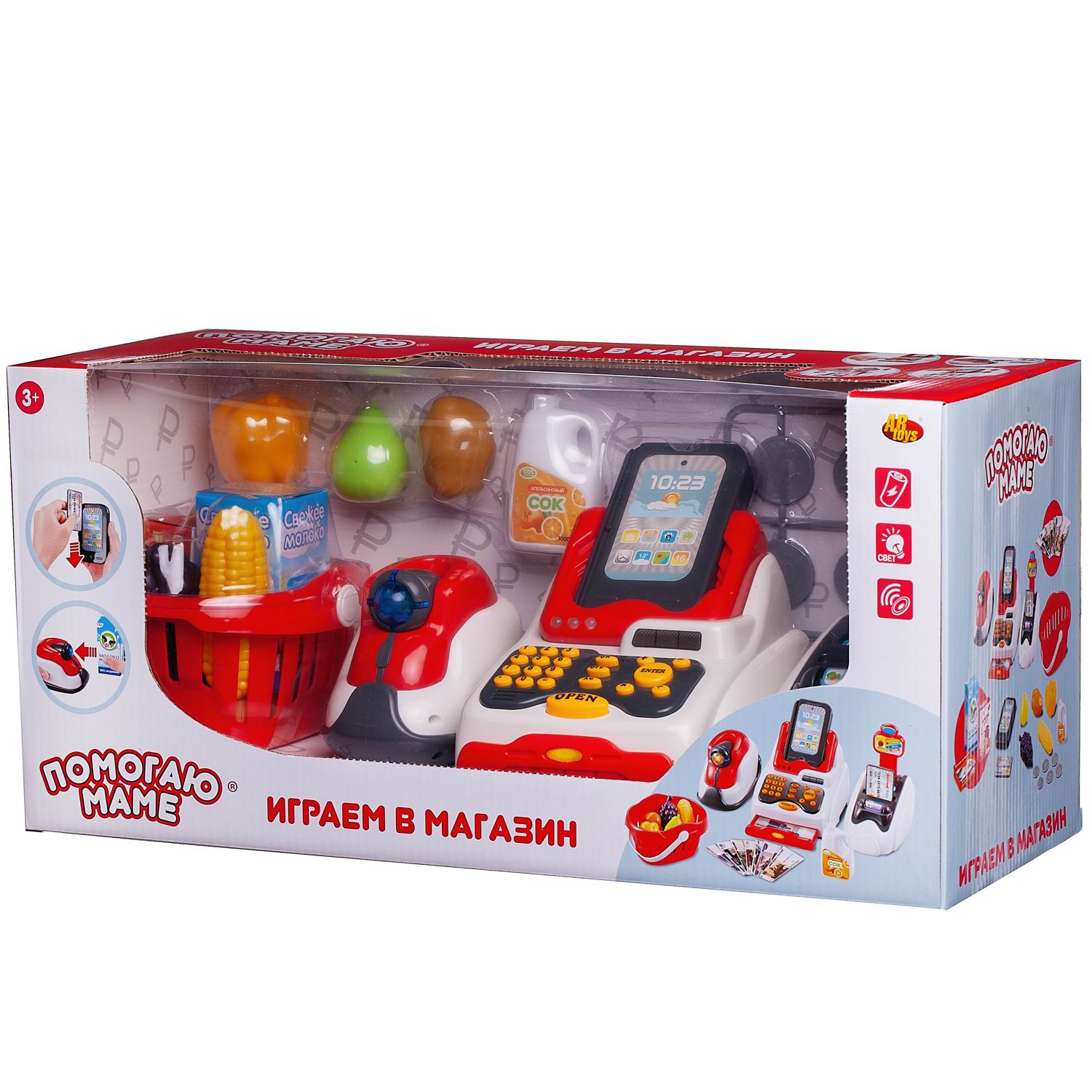 Игровой набор Abtoys продукты, прилавок, касса, тележки и корзинки - фото 3