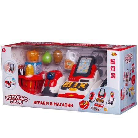 Игровой набор Abtoys продукты, прилавок, касса, тележки и корзинки
