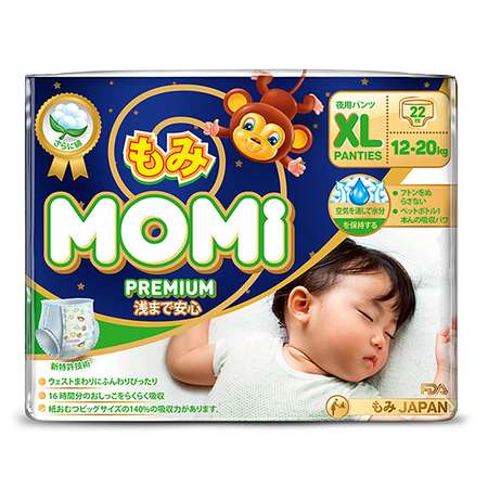 Трусики Momi Night ночные XL (12-20кг) 22 шт.