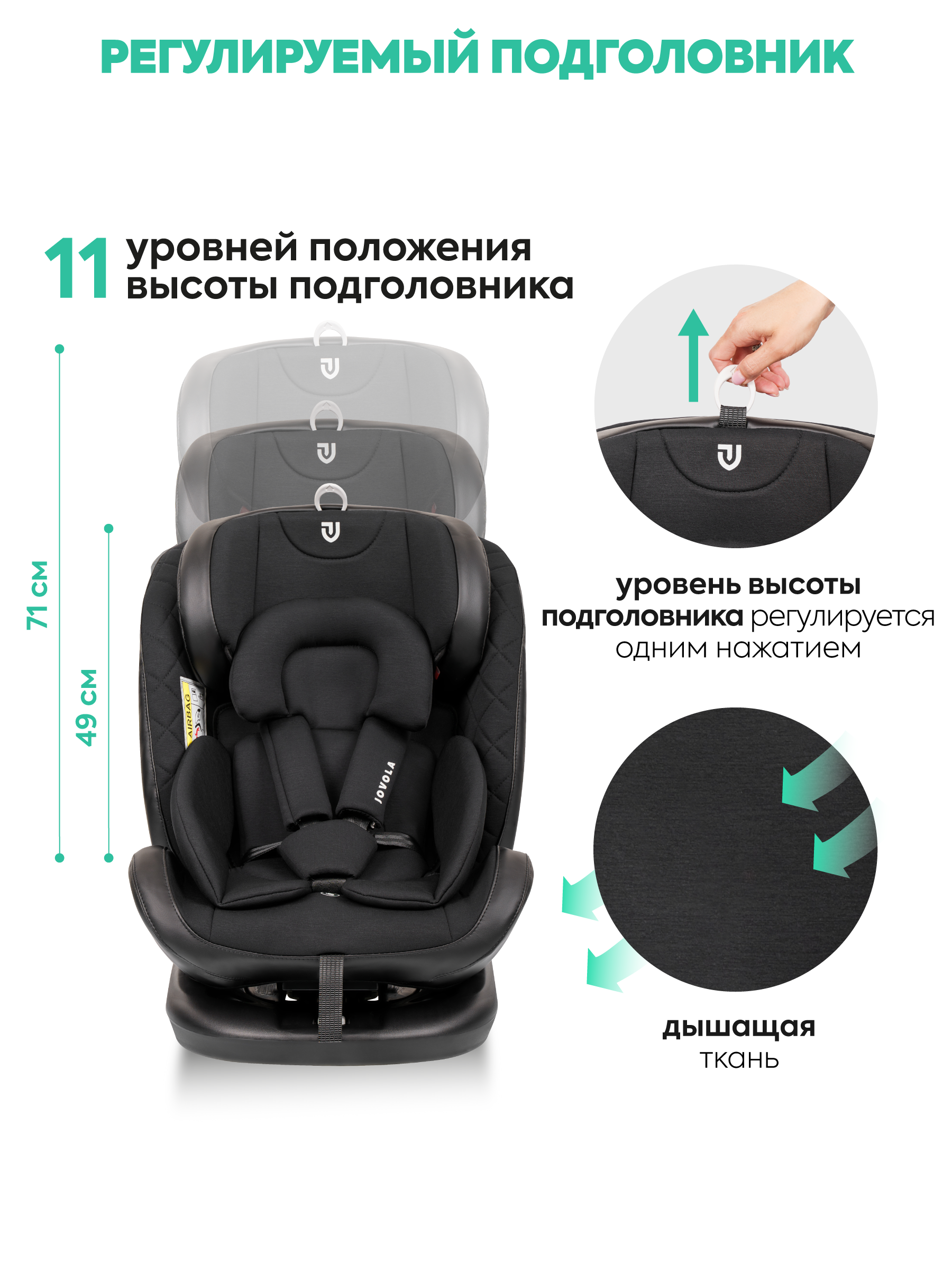 Автокресло Indigo Jovola Fuller, черн.-чер. кожа Isofix 0+/1/2/3 (0-36 кг) черный - фото 9