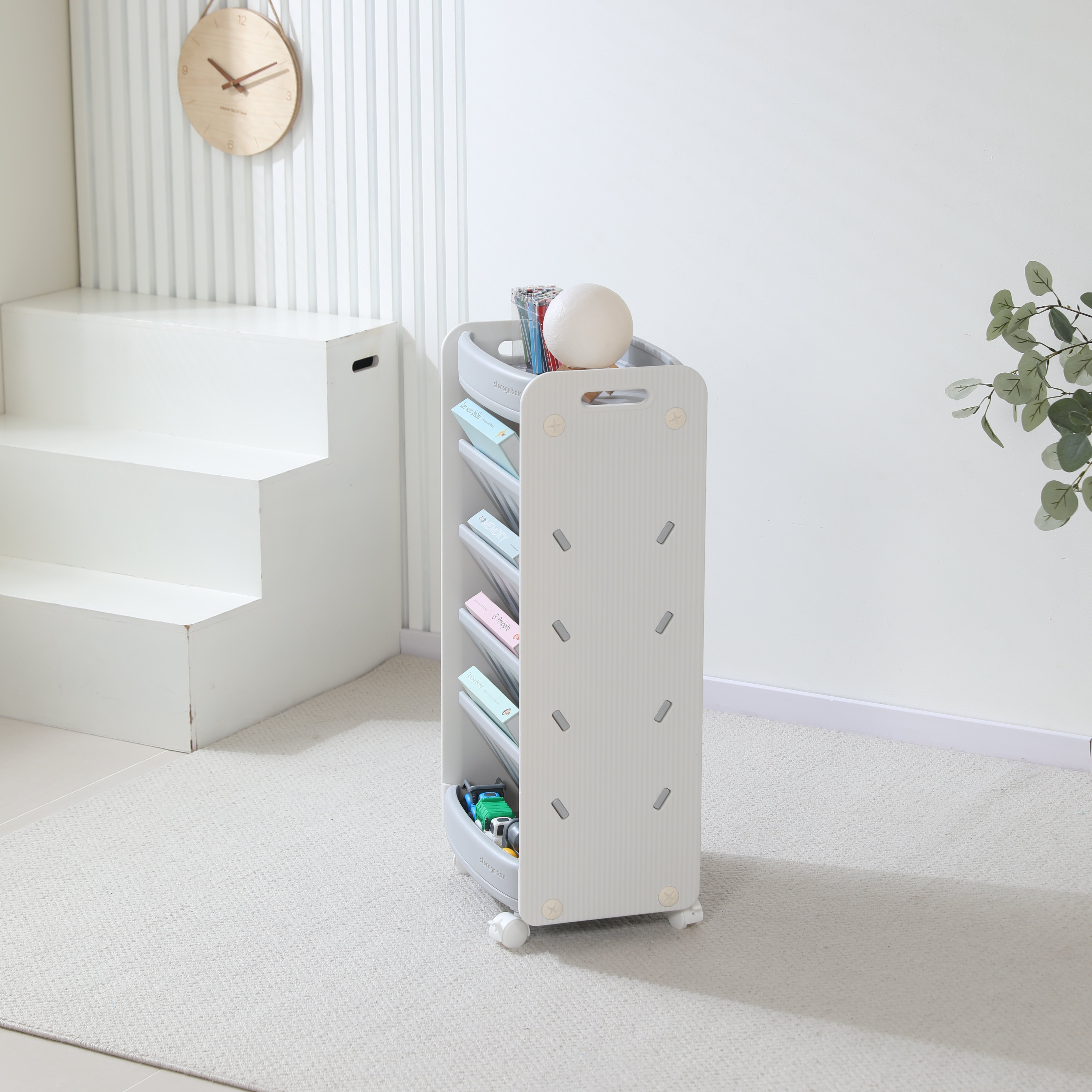 Стеллаж для книг UNIX Kids Storagebox 5 levels Grey - фото 17
