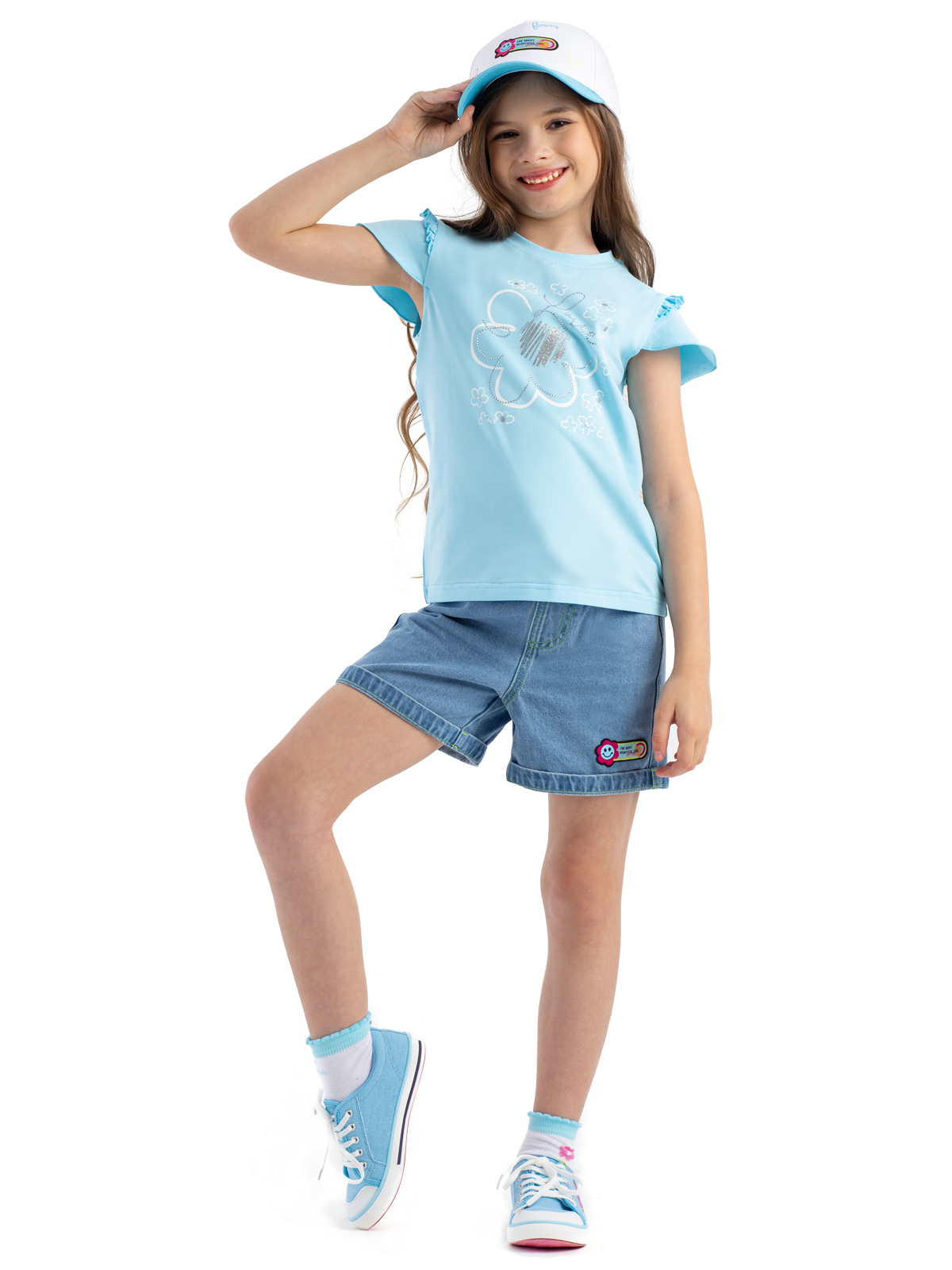 Изображение товара Футболка Kapika 98 Голубая с стразами