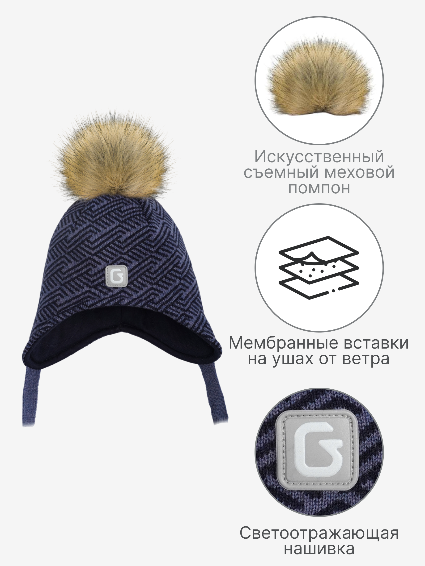 Шапка GUSTI GW24AC1185B-NAVY - фото 3