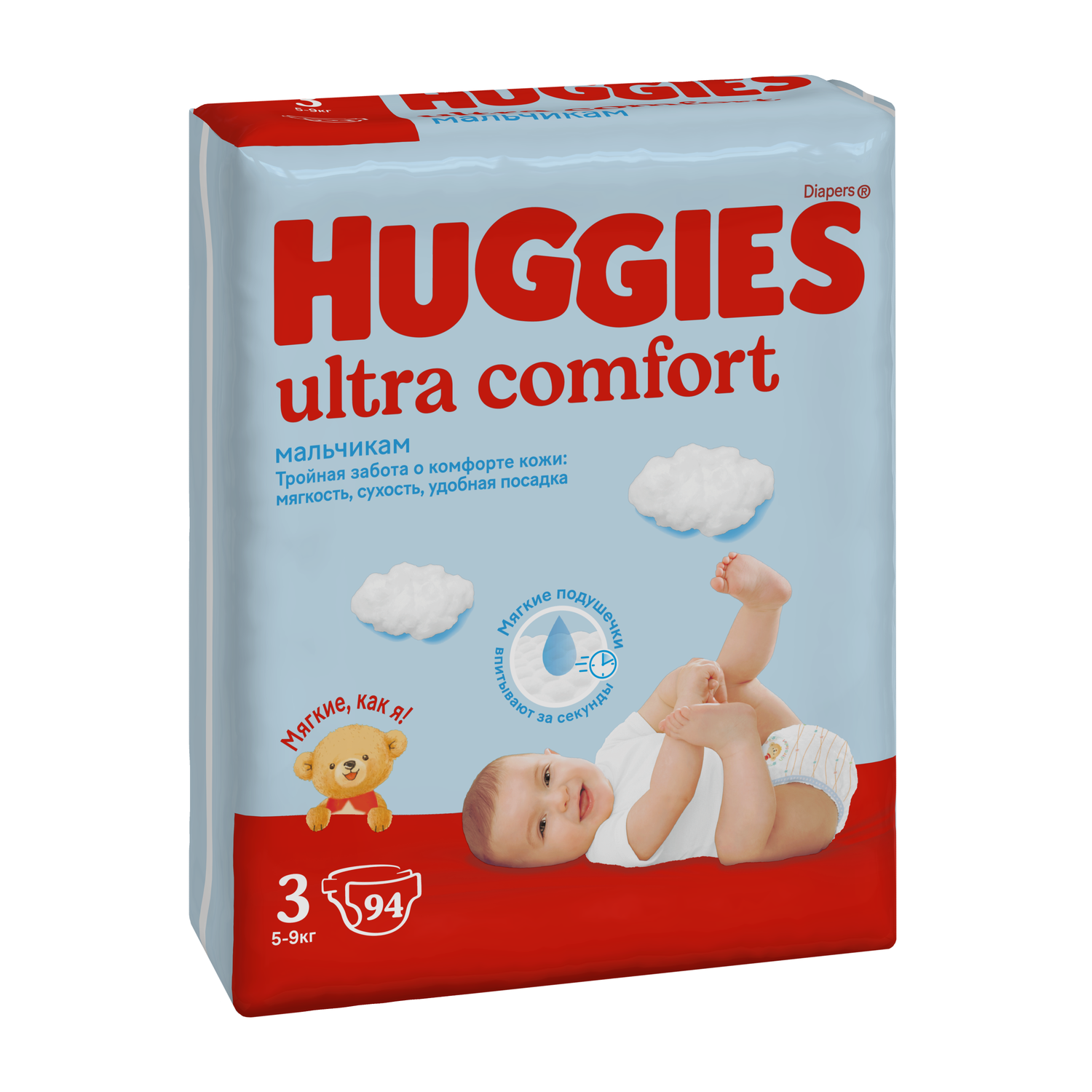 Подгузники Huggies Ultra Comfort для мальчиков 3 (5-9 кг) 94 шт. - фото 2