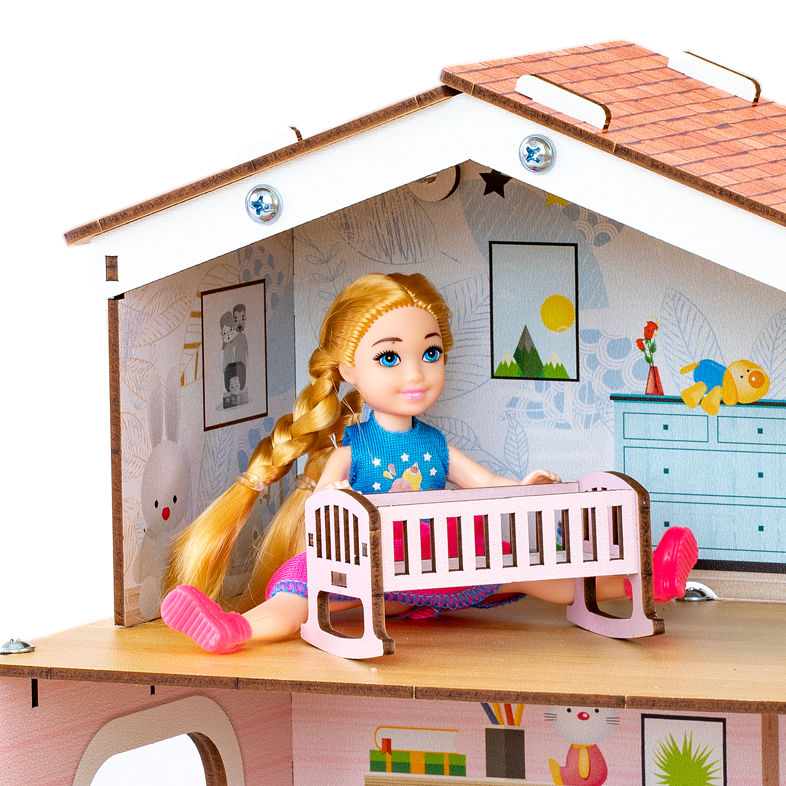 Домик для кукол M-WOOD 61 см с мебелью 3033 - фото 8