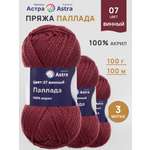 Пряжа Astra Premium Паллада акриловая 100 г 100 м 07 винный 3 мотка
