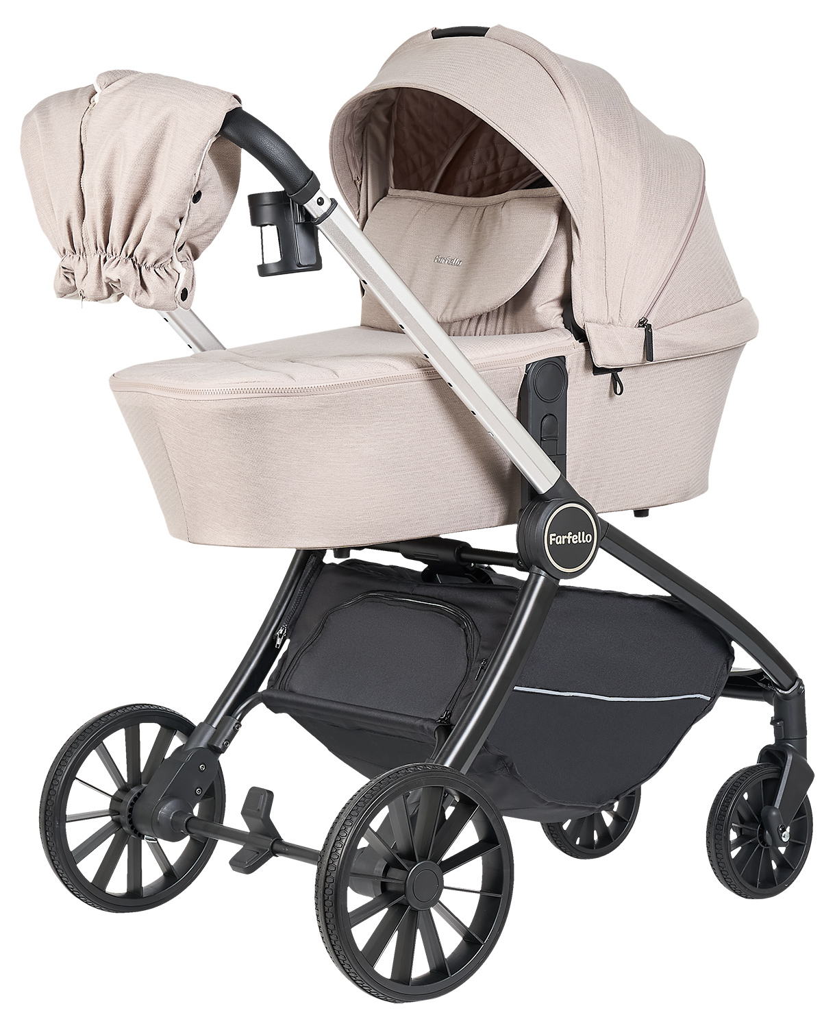 Коляска 3в1 Farfello Baby shell бежевый - фото 10