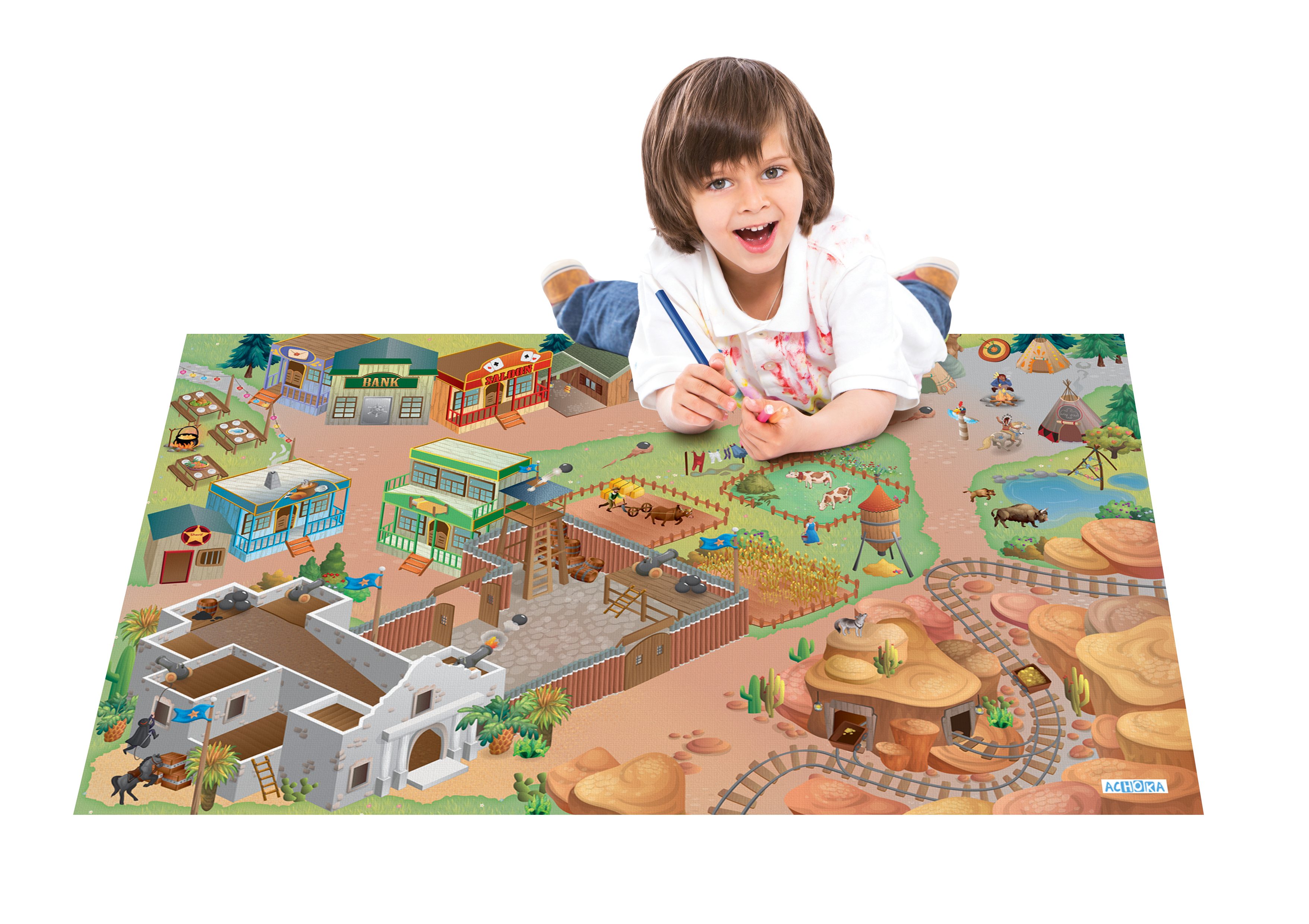 Детский складной коврик Achoka Индейцы и ковбои 150 x 100 см 1 шт. - фото 2