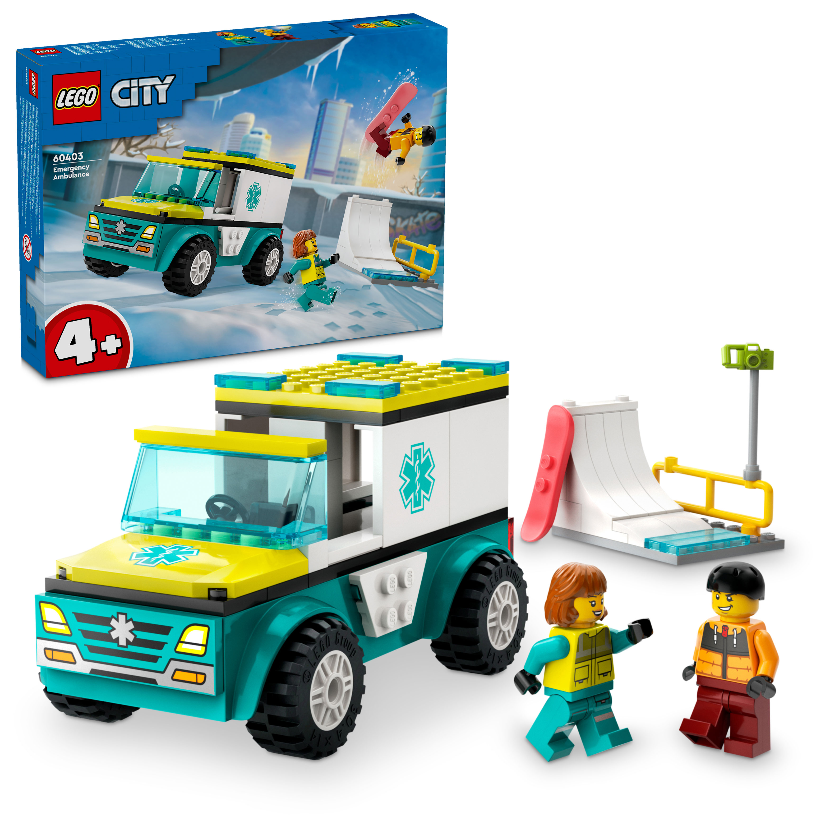 Конструктор LEGO City Скорая помощь и сноубордист 79 дет. - фото 1