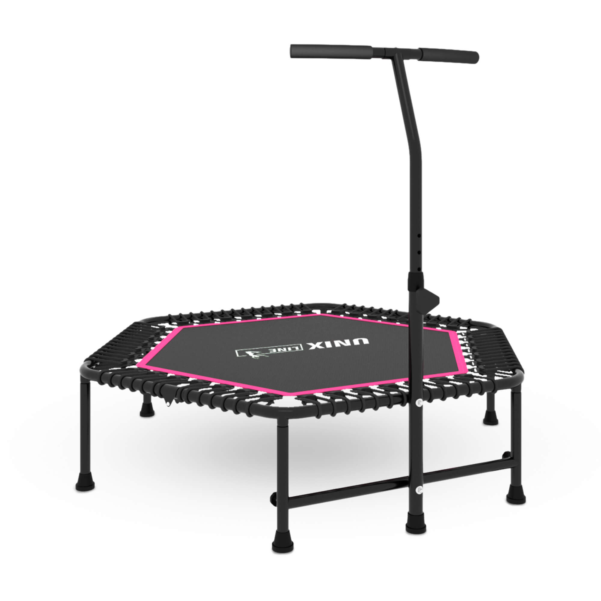 Батут спортивный с ручкой UNIX line Fitness Pink диаметр 125 см до 130 кг для джампинга - фото 15