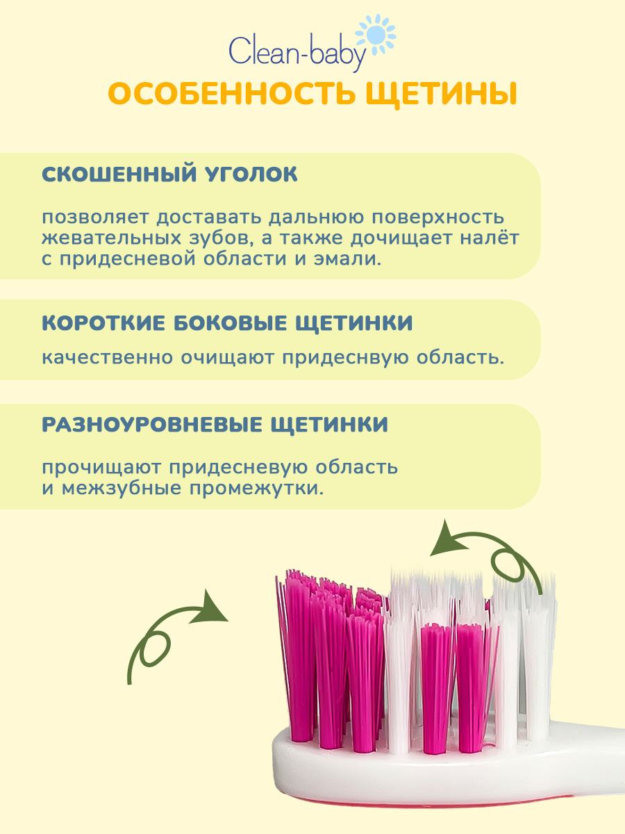 Зубная щетка классическая Clean-baby от 3 лет 2 шт. - фото 2