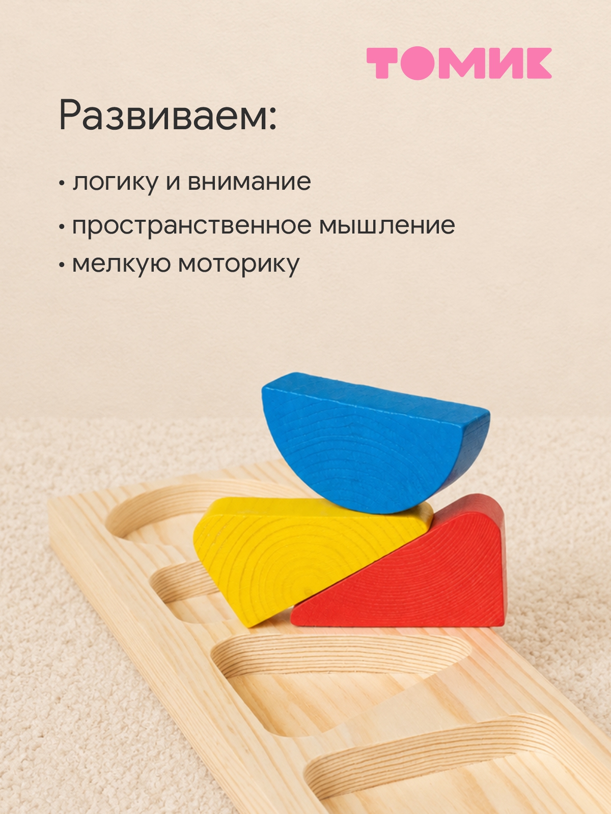 Игрушка Томик рамка-вкладыш сортер Геометрия большая - фото 2