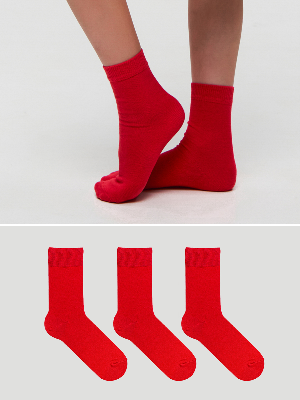 Носки 3 пары Babushka D3красный - фото 1