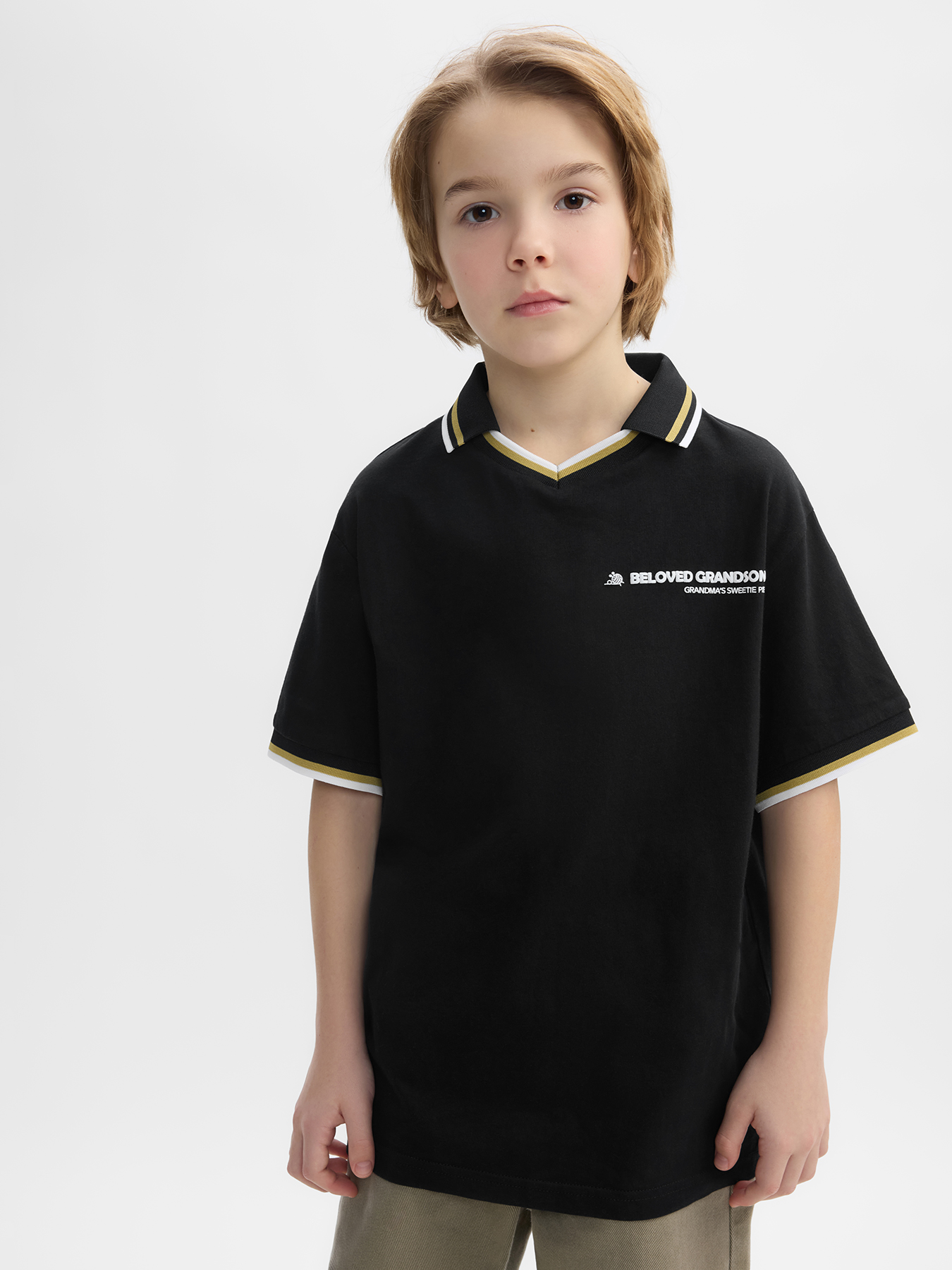 Футболка-поло Happy Baby 88297_black (dinosaur and lace) - фото 1