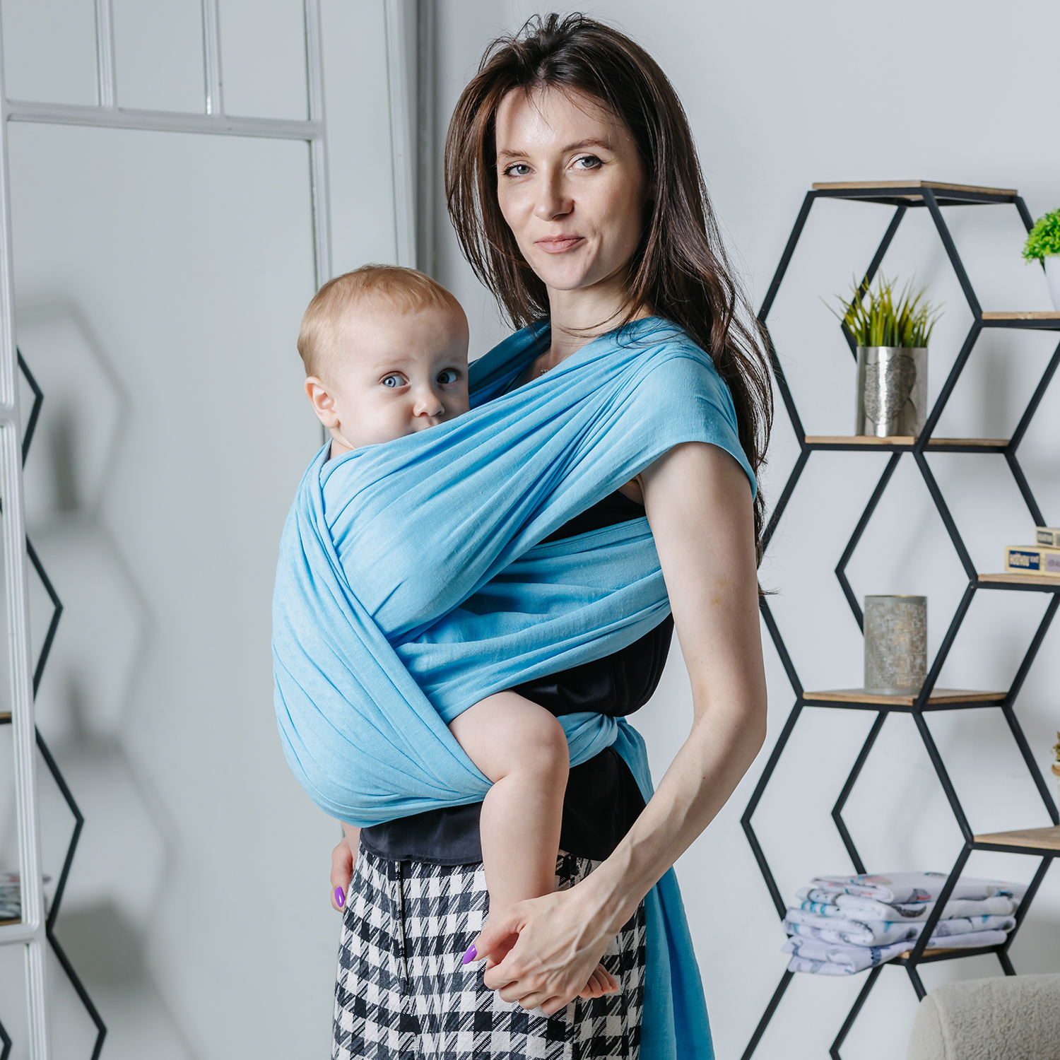 Слинг-шарф inlovery «Муслин» хлопок голубой - фото 2