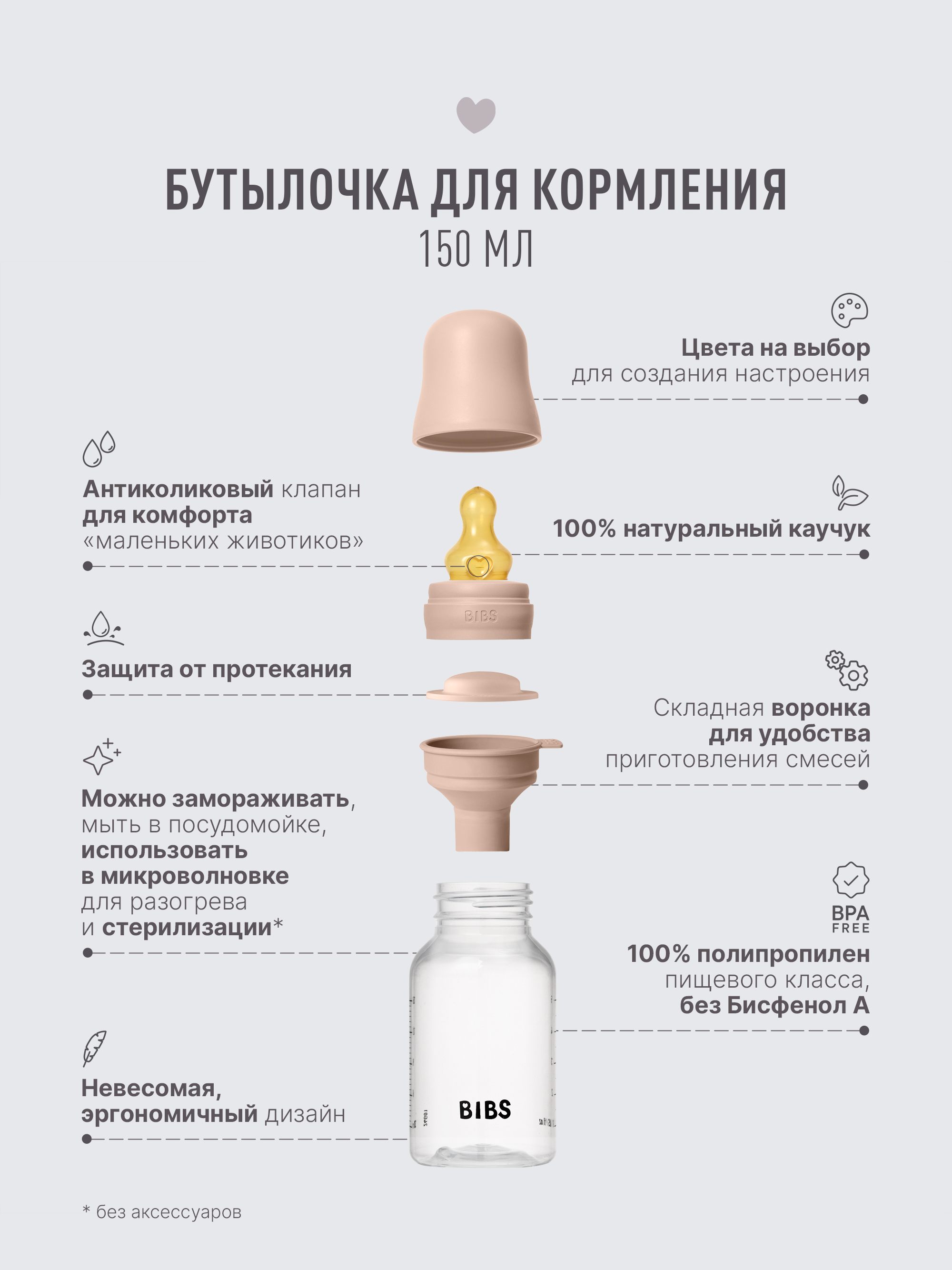 Бутылочка BIBS 150 мл 1 шт. - фото 3