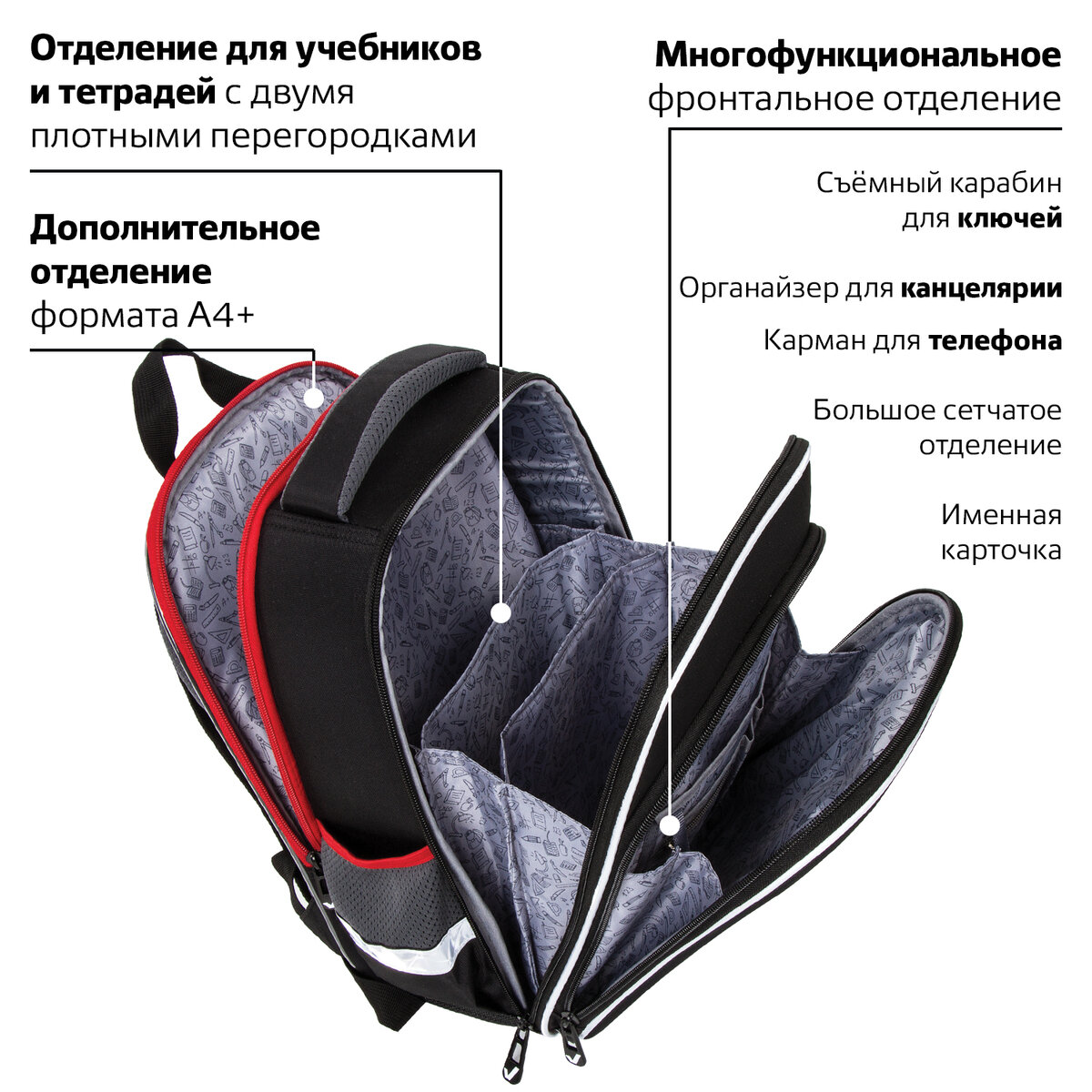 Ранец Brauberg Quadro Ninja - фото 10
