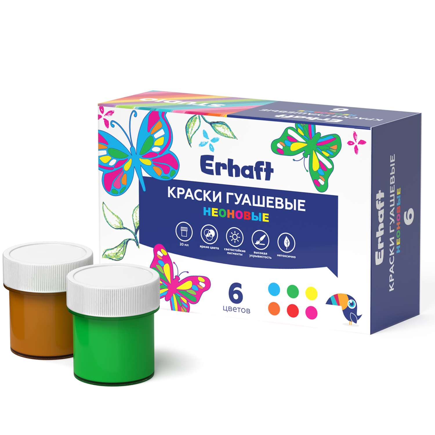 Краски гуашь Erhaft 6 цв. - фото 2
