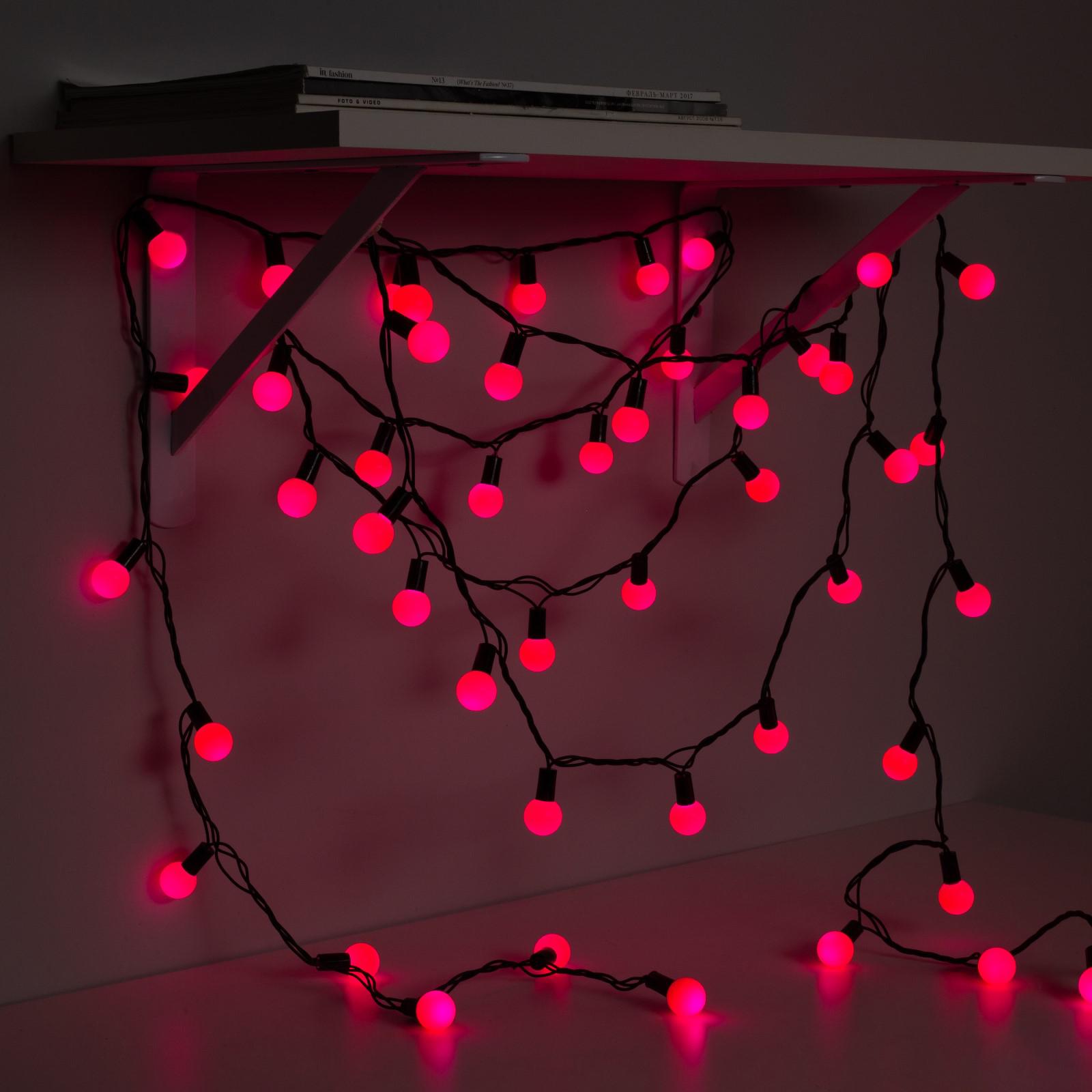 Гирлянда Luazon «Нить» «Шарики 2.5 см» IP44 тёмная нить 100 Led свечение розовое 8 режимов 220 В - фото 3