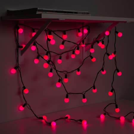 Гирлянда Luazon «Нить» «Шарики 2.5 см» IP44 тёмная нить 100 Led свечение розовое 8 режимов 220 В