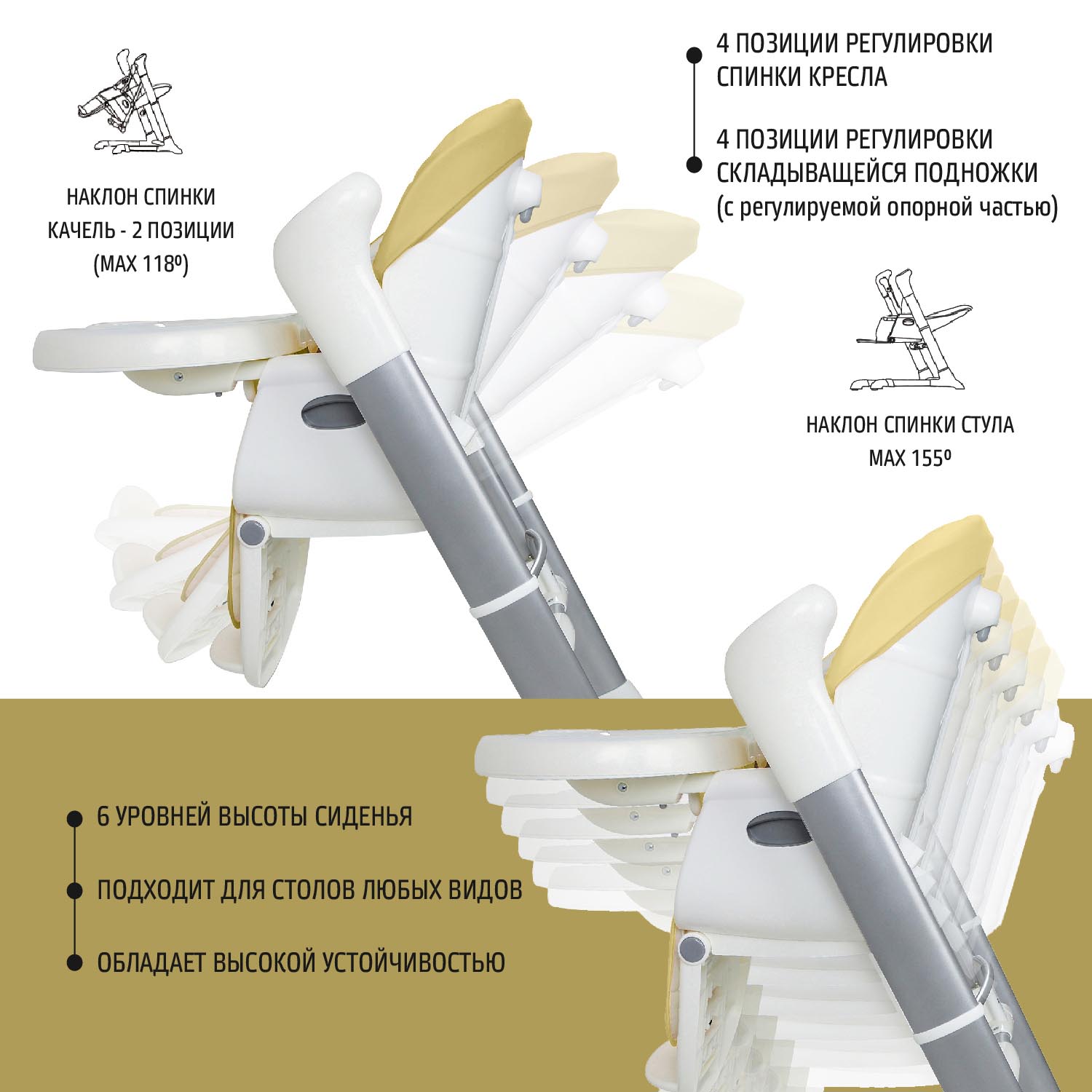 Стульчик для кормления Nuovita Unico трансформер - фото 6