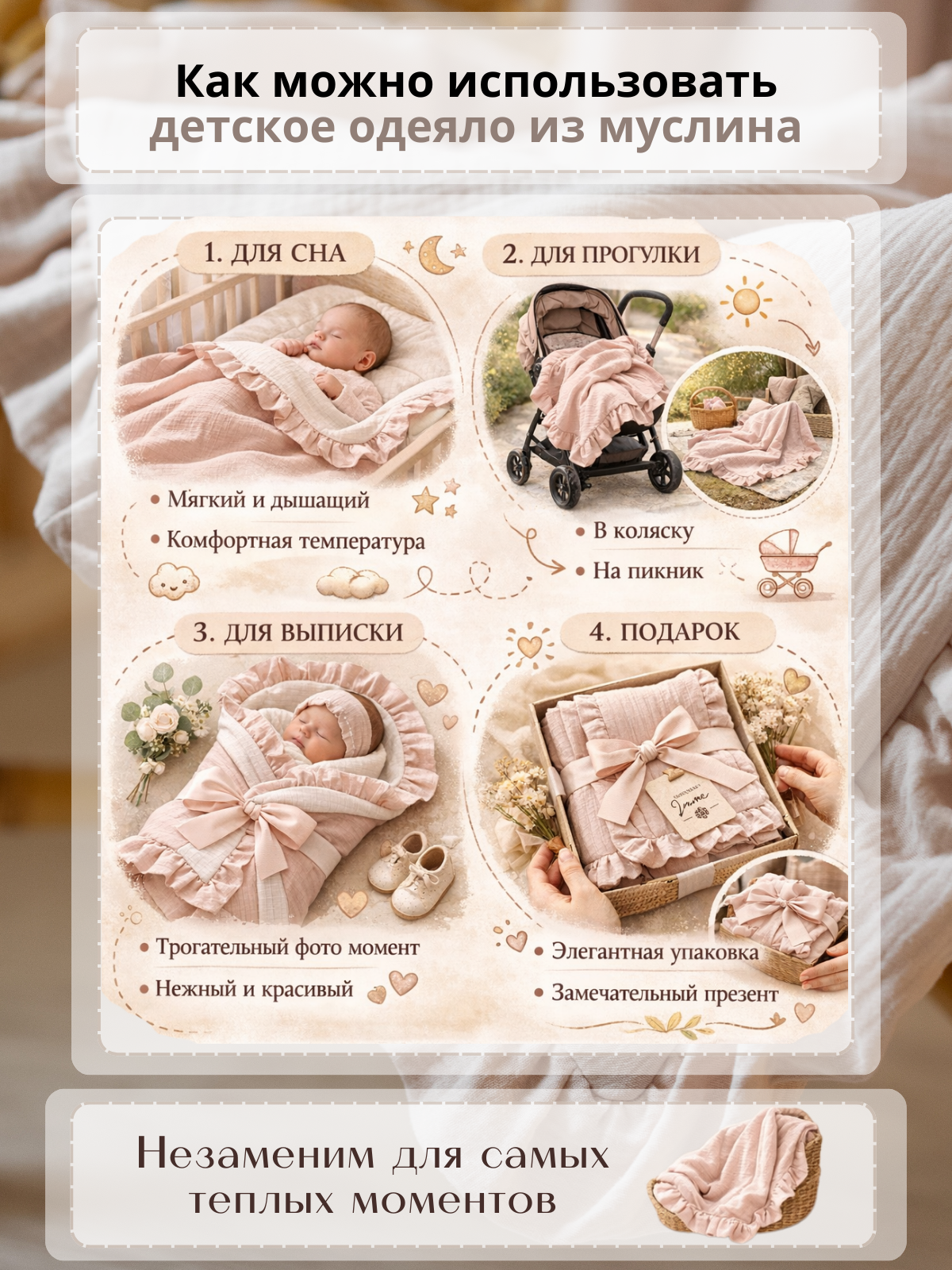 Одеяло Укрой Уютом муслин 110 x 125 см - фото 8