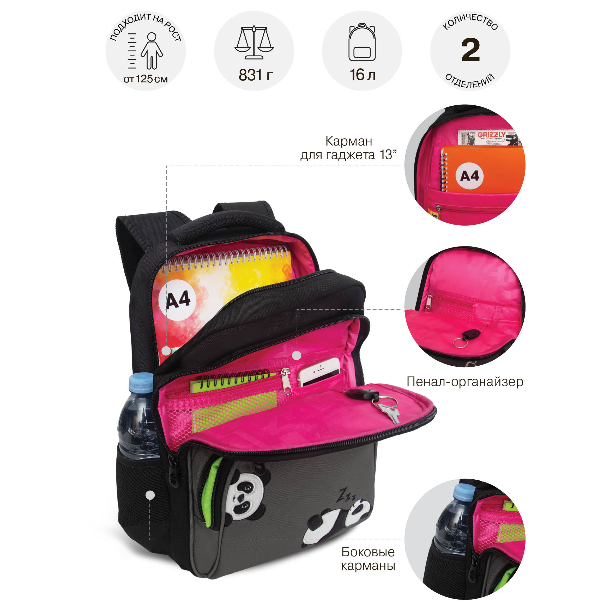 Рюкзак Grizzly для девочки - фото 7