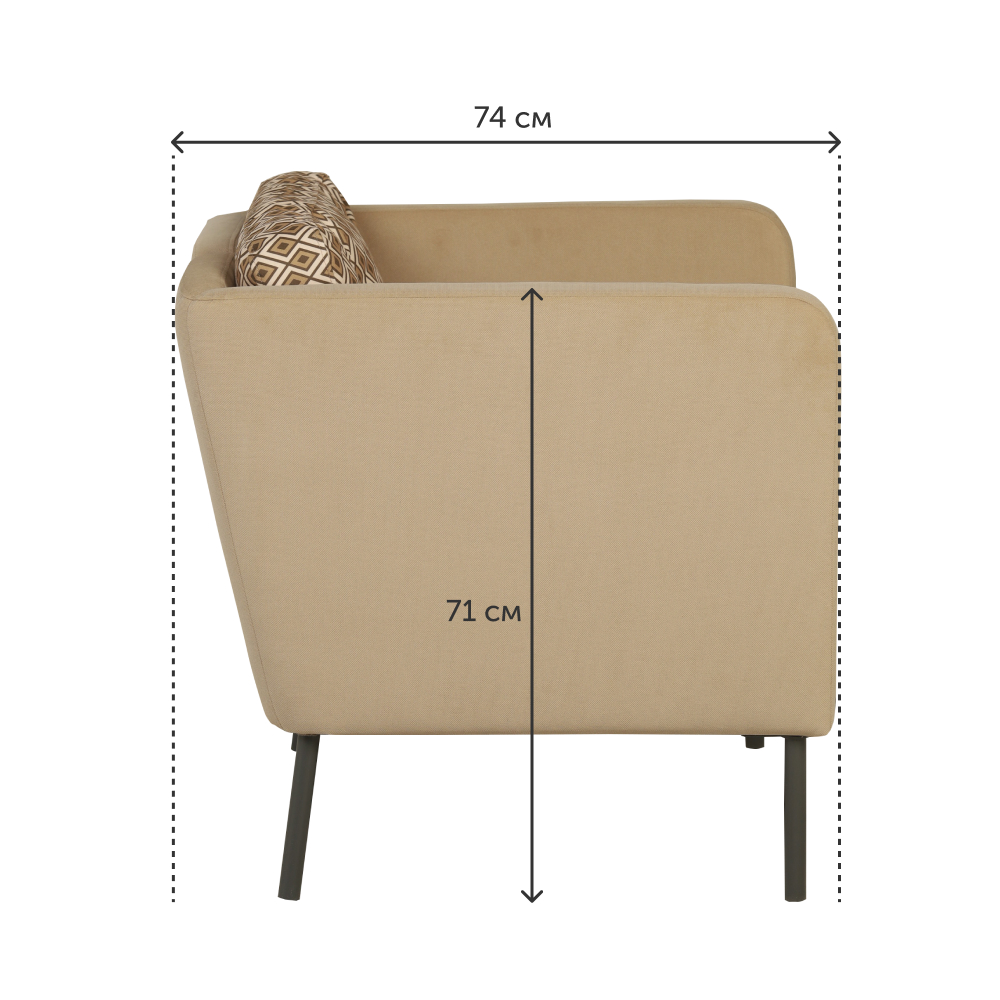 Мягкое кресло IKEA Экера 71х74х71 см бежевый велюр - фото 6