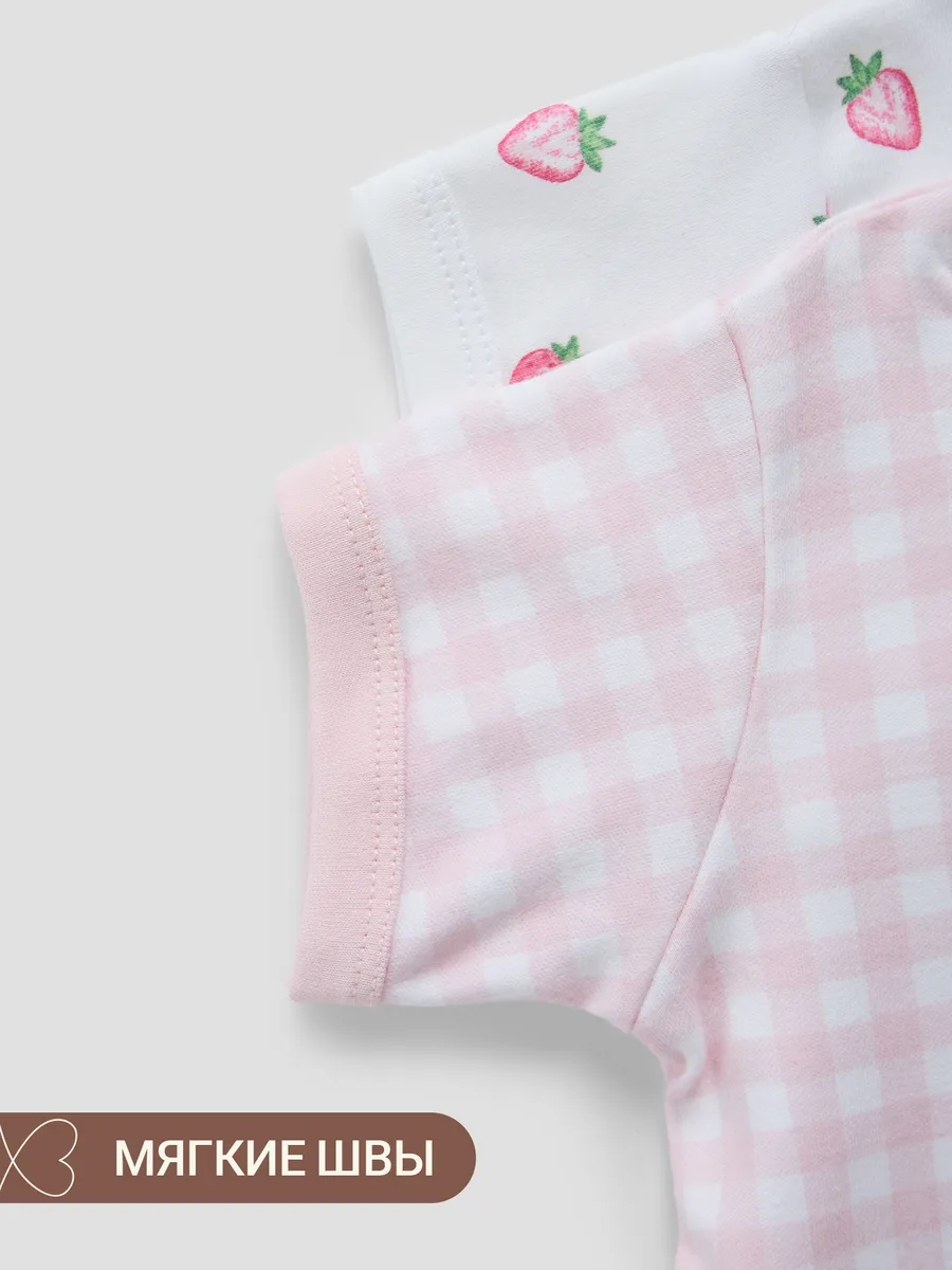 Футболка 2 шт Mark Formelle (Марк Формэль) 83108-2/розовая клетка на белом +клубничка на белом - фото 7