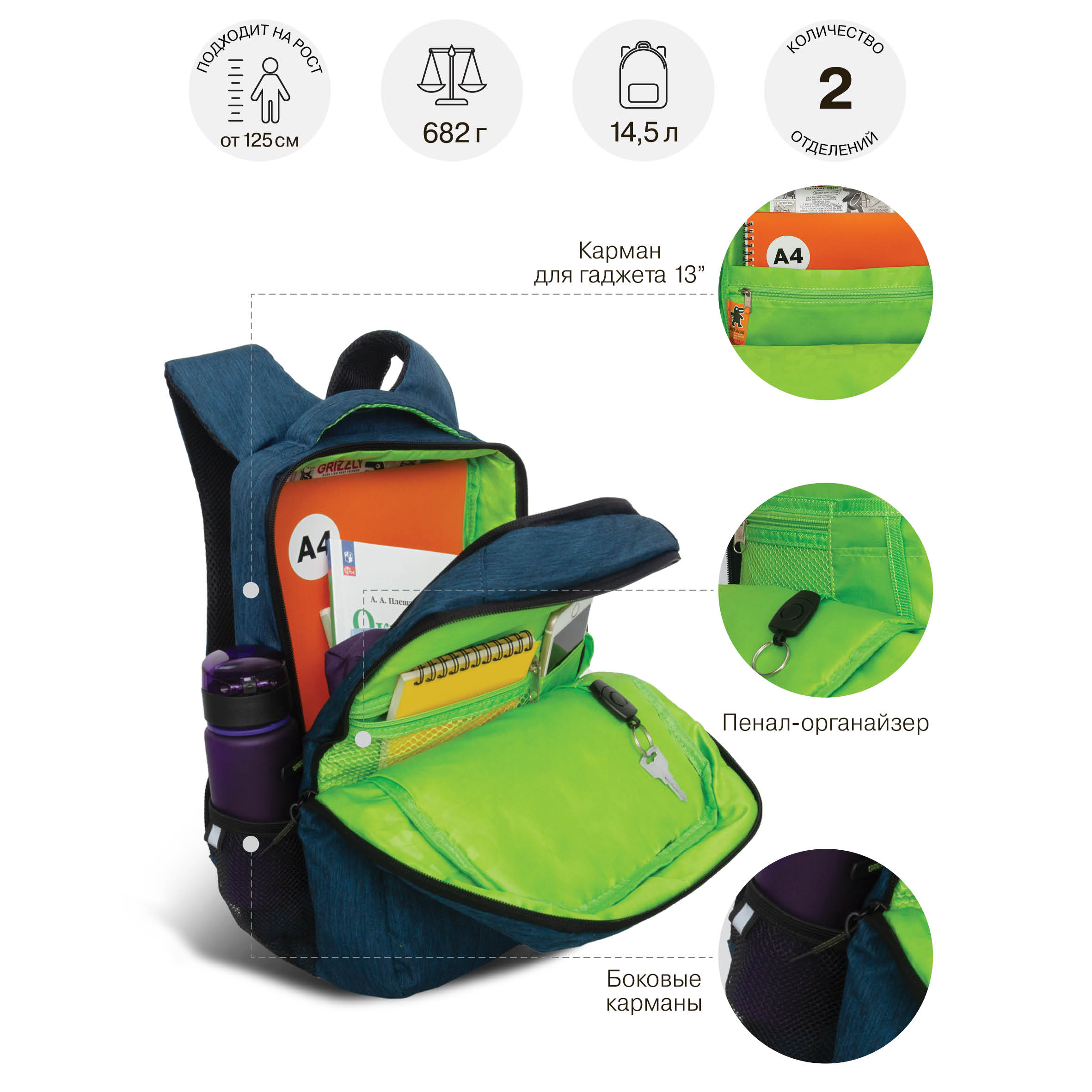 Рюкзак Grizzly Для мальчика - фото 7