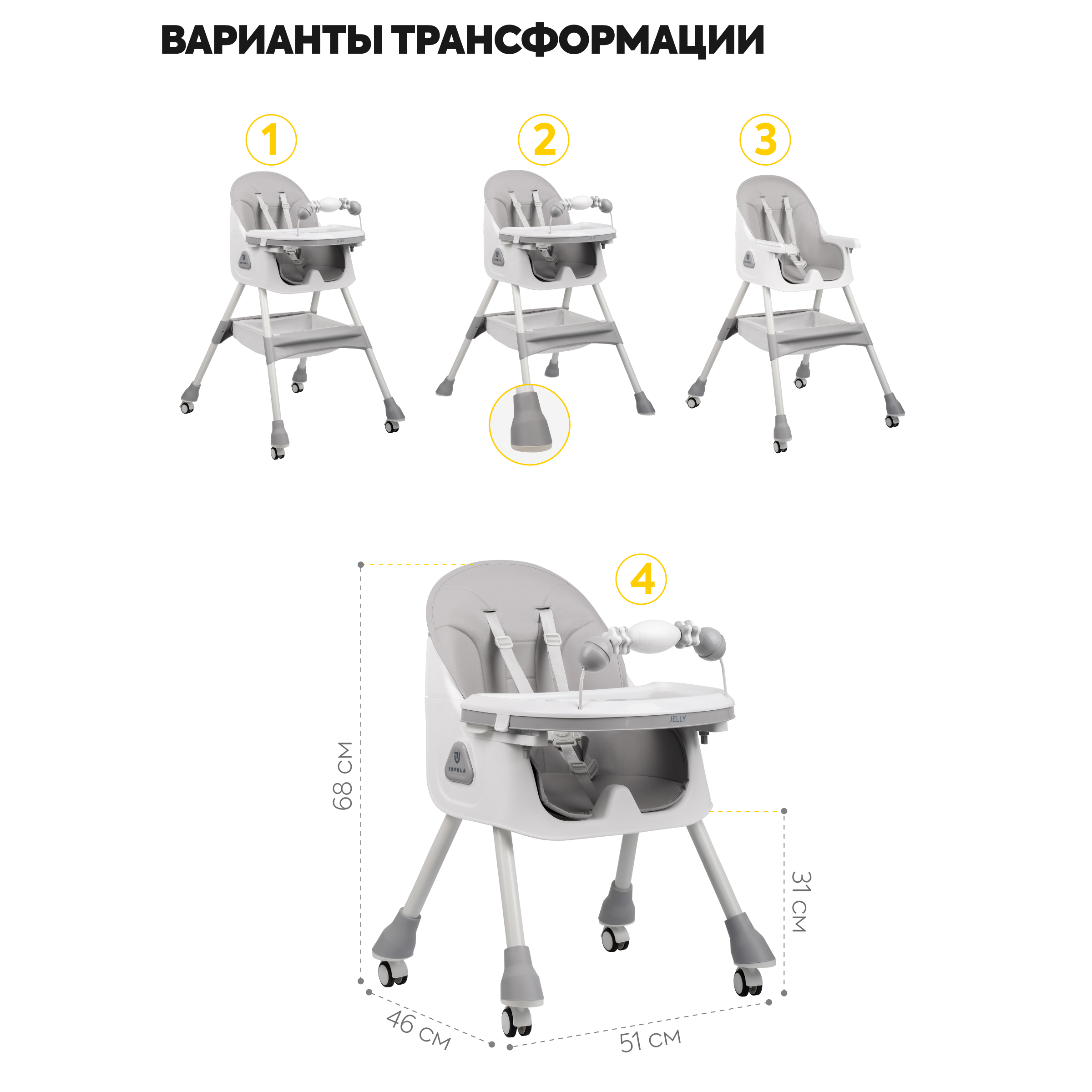 Стульчик для кормления JOVOLA Jelly классический - фото 3