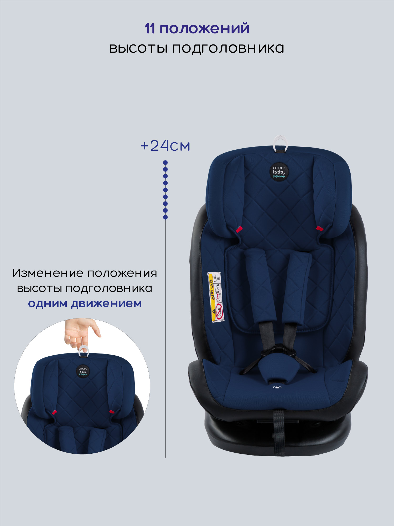 Автокресло Amarobaby Brilliant Isofix 0+/1/2/3 (0-36 кг) синий - фото 6