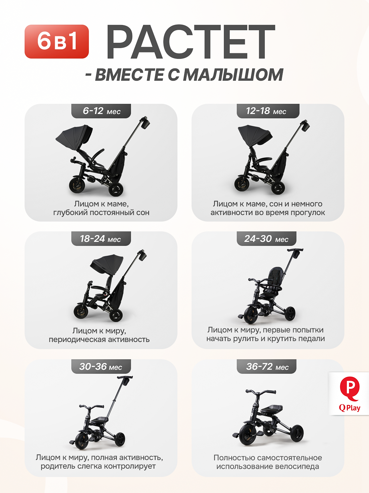 Трехколесный велосипед Q-Play 8 дюймов - фото 6