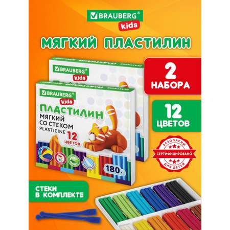 Пластилин Brauberg 12 цв.