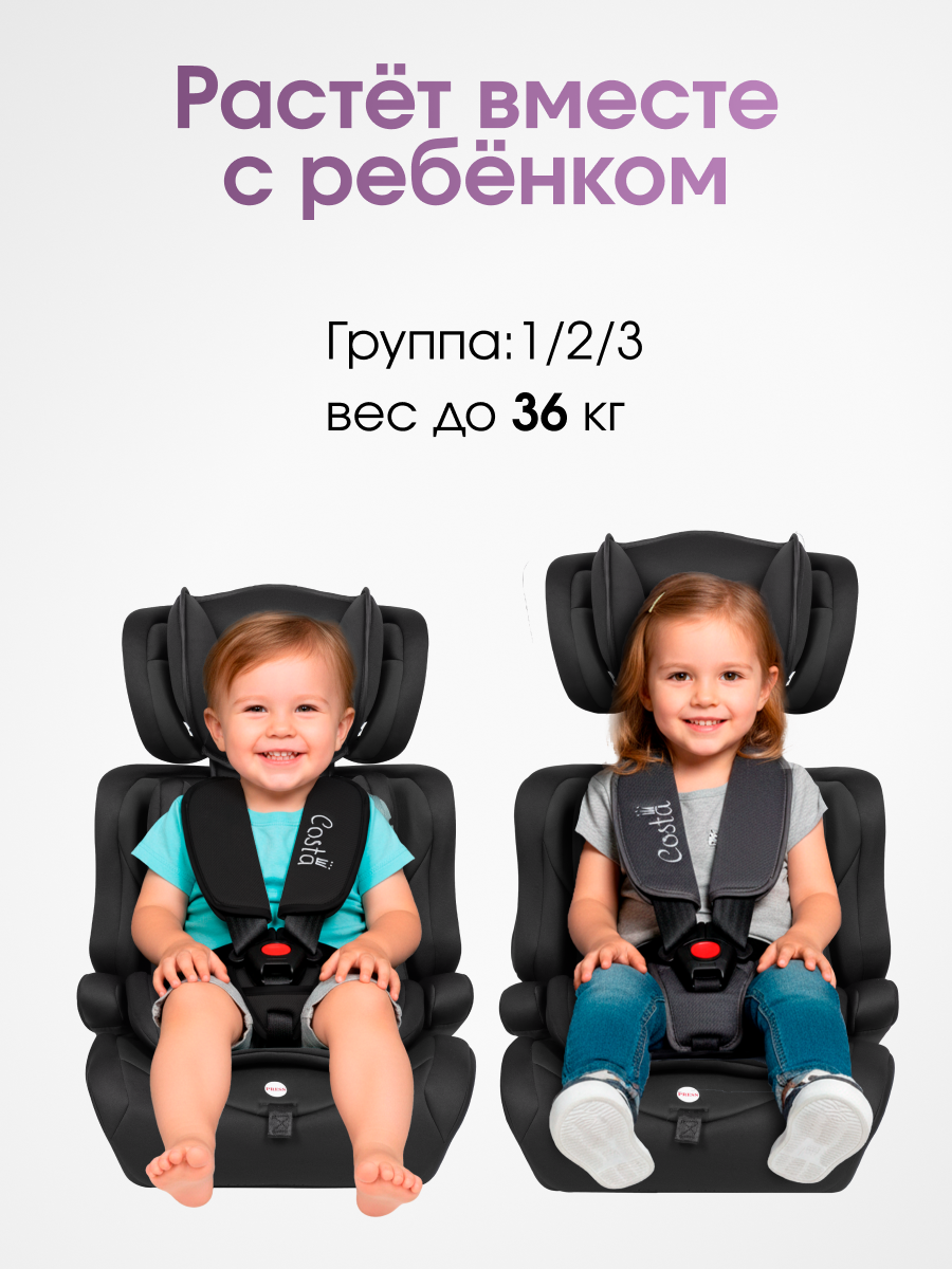 Автокресло Costa HC-01 1/2/3 (9-36 кг) черный - фото 6