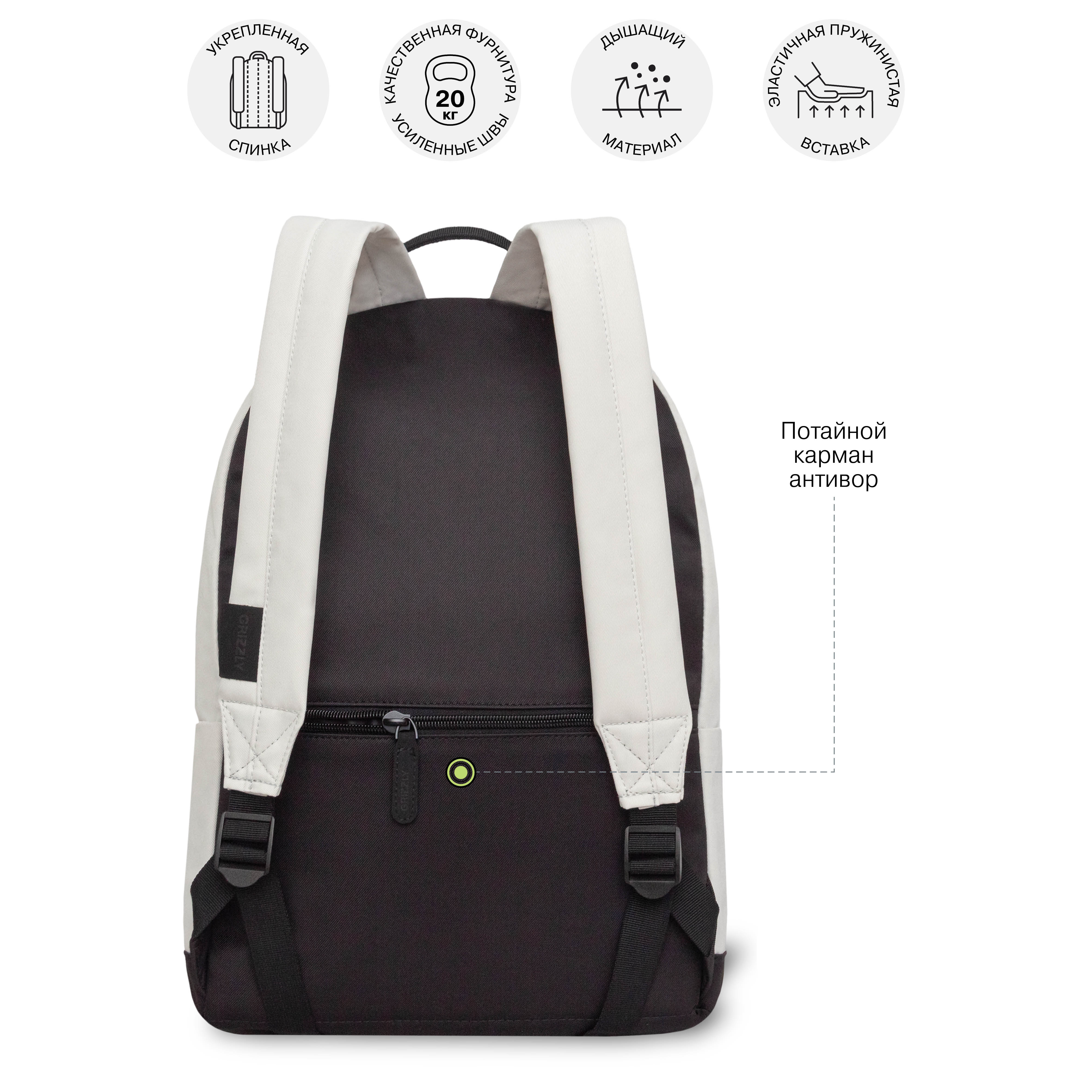 Рюкзак Grizzly белый - фото 9