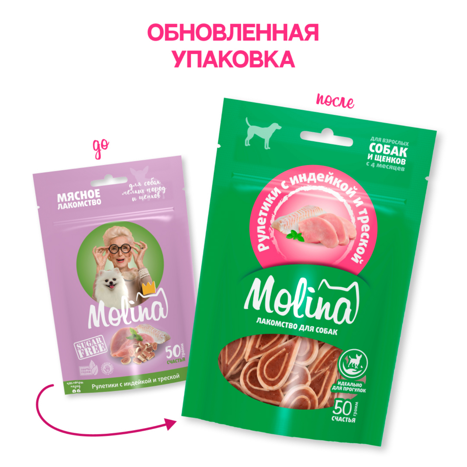 Лакомство Molina Лакомство для собак мелких пород и щенков Рулетики с индейкой и треской 50г - фото 2