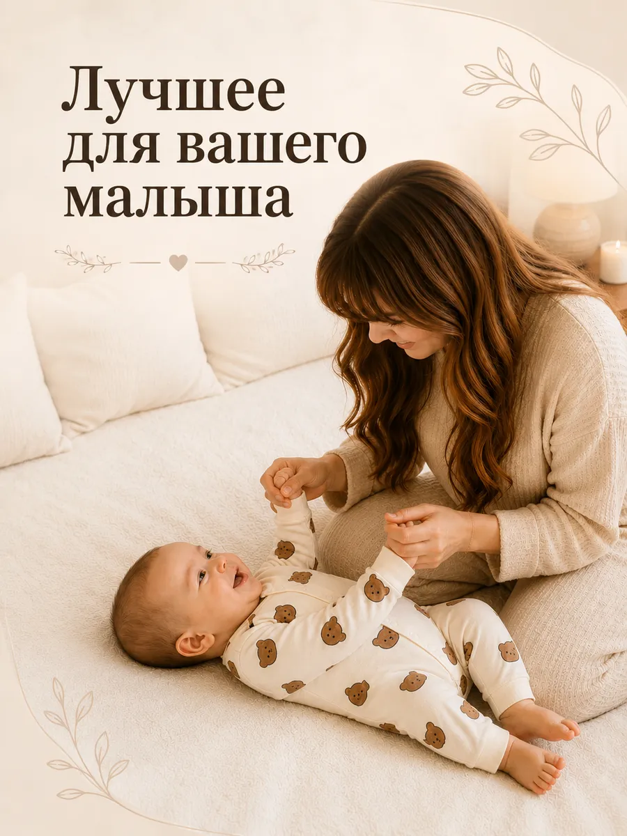 Комбинезон 2 шт Moya ta slip2_bear_buryj - фото 3