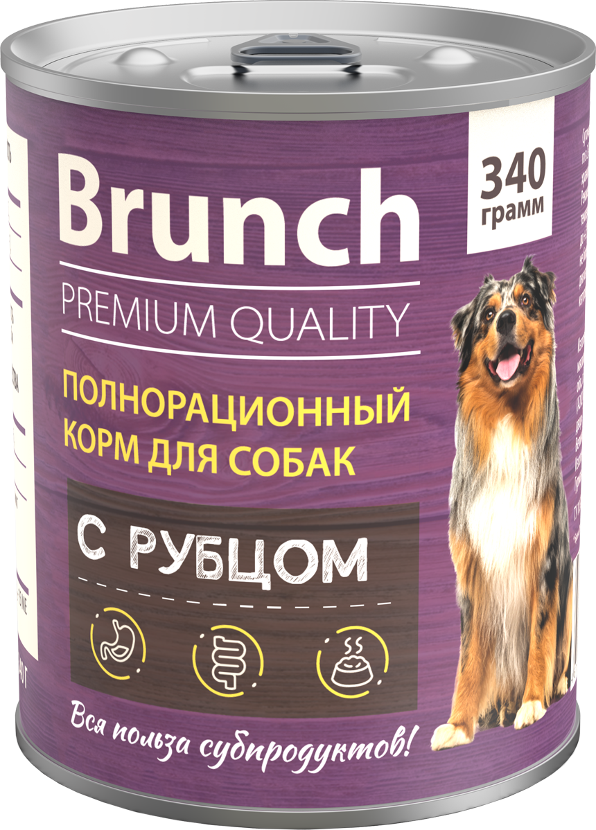 Корм для собак Brunch влажный полнорационный с рубцом 340г - фото 1