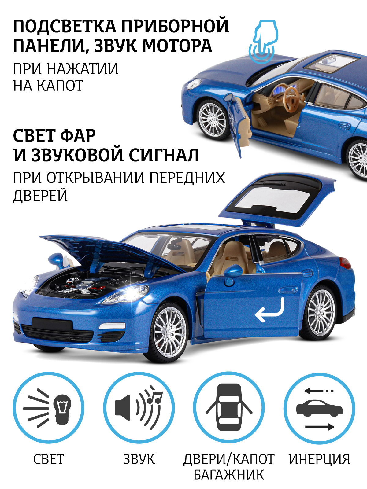 Автомобиль АВТОпанорама Porsche Panamera S 1:24 JB1200117 - фото 2